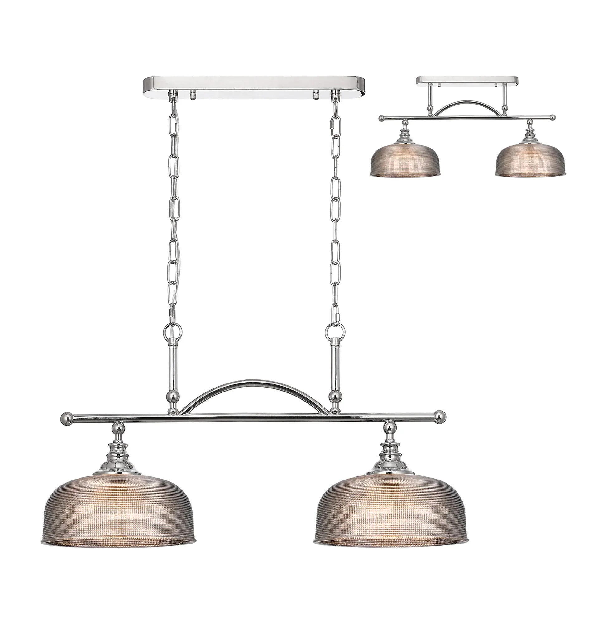 Cleron Semi Flush / Kitchen Light, 2/3, Satin Nickel, Polished Nickel, Antique Brass / Prismatic Glass - Image 37
