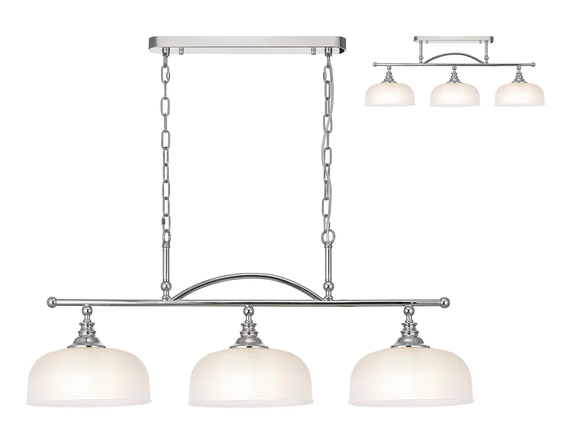 Cleron Semi Flush / Kitchen Light, 2/3, Satin Nickel, Polished Nickel, Antique Brass / Prismatic Glass - Image 49