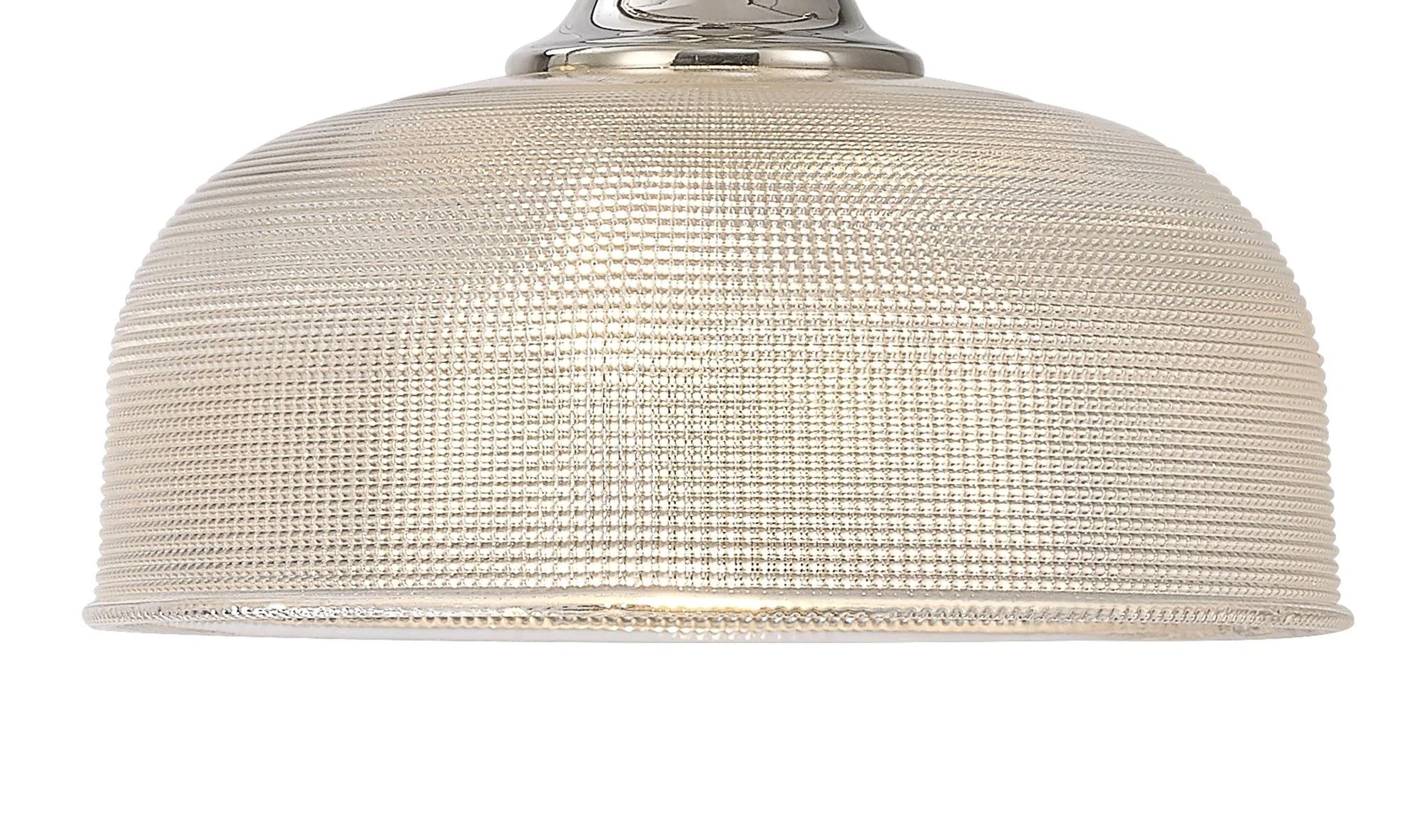 Cleron Semi Flush / Kitchen Light, 2/3, Satin Nickel, Polished Nickel, Antique Brass / Prismatic Glass - Image 6