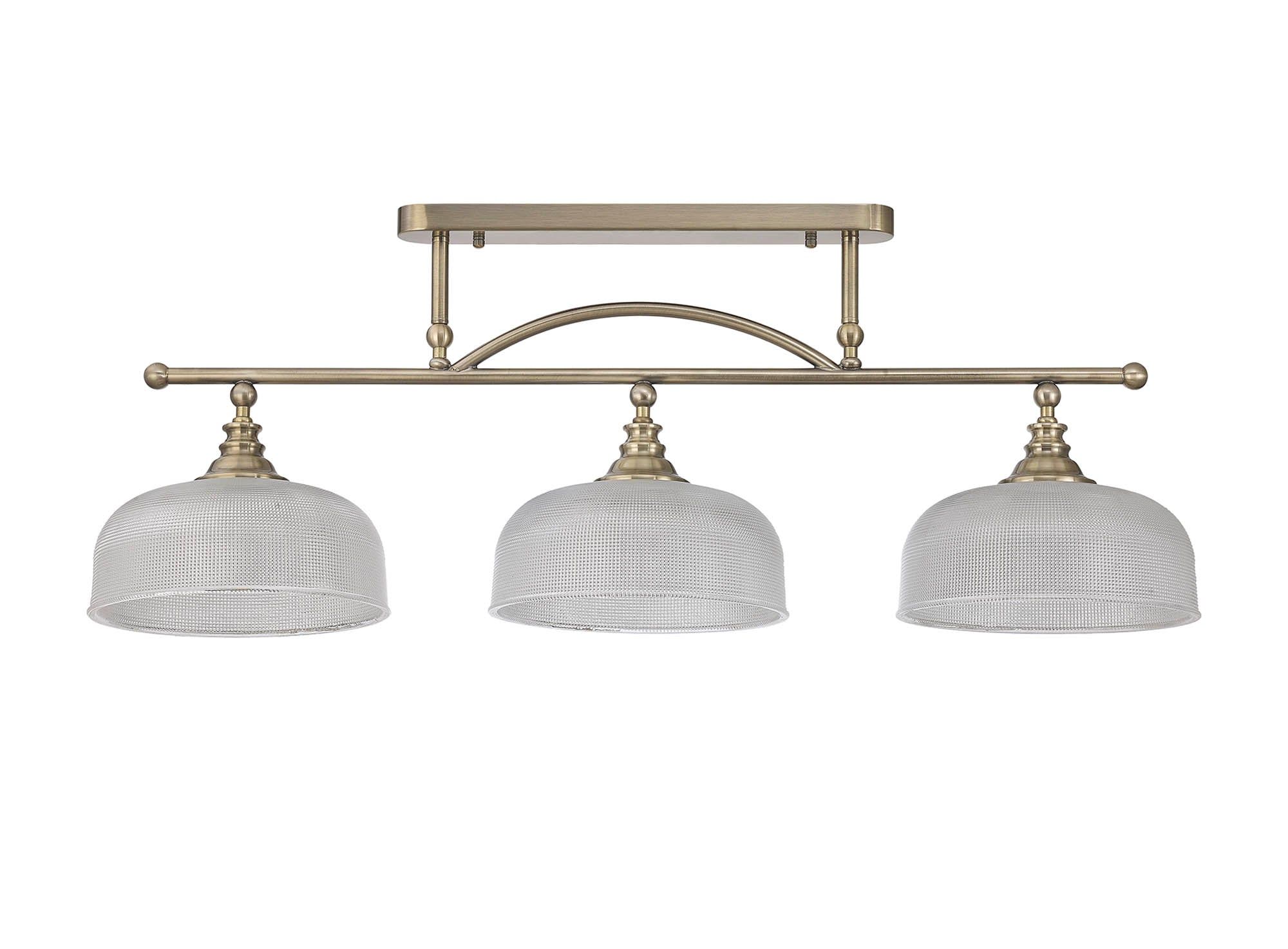 Cleron Semi Flush / Kitchen Light, 2/3, Satin Nickel, Polished Nickel, Antique Brass / Prismatic Glass - Image 7