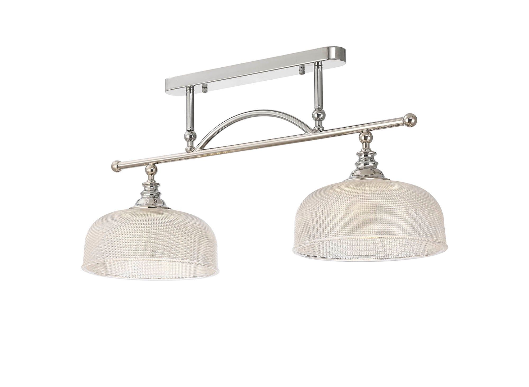 Cleron Semi Flush / Kitchen Light, 2/3, Satin Nickel, Polished Nickel, Antique Brass / Prismatic Glass - Image 8
