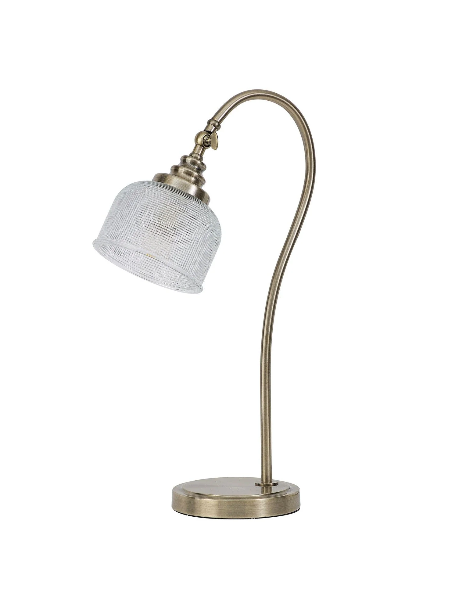 Cleron Table Lamp 1 Light E27 Satin Nickel / Antique Brass /Polished Nickel / Prismatic Glass - Image 4
