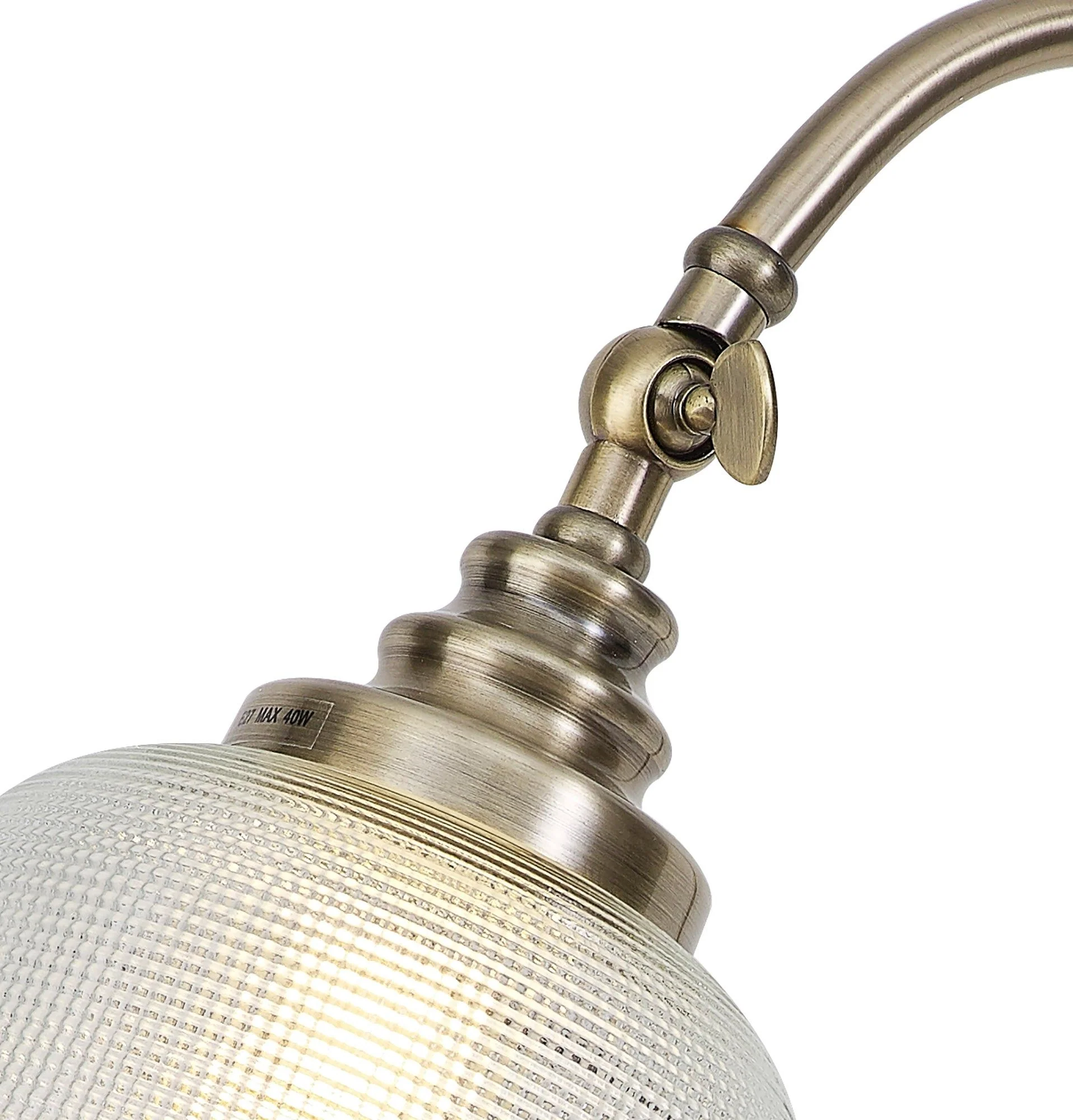 Cleron Table Lamp 1 Light E27 Satin Nickel / Antique Brass /Polished Nickel / Prismatic Glass - Image 5