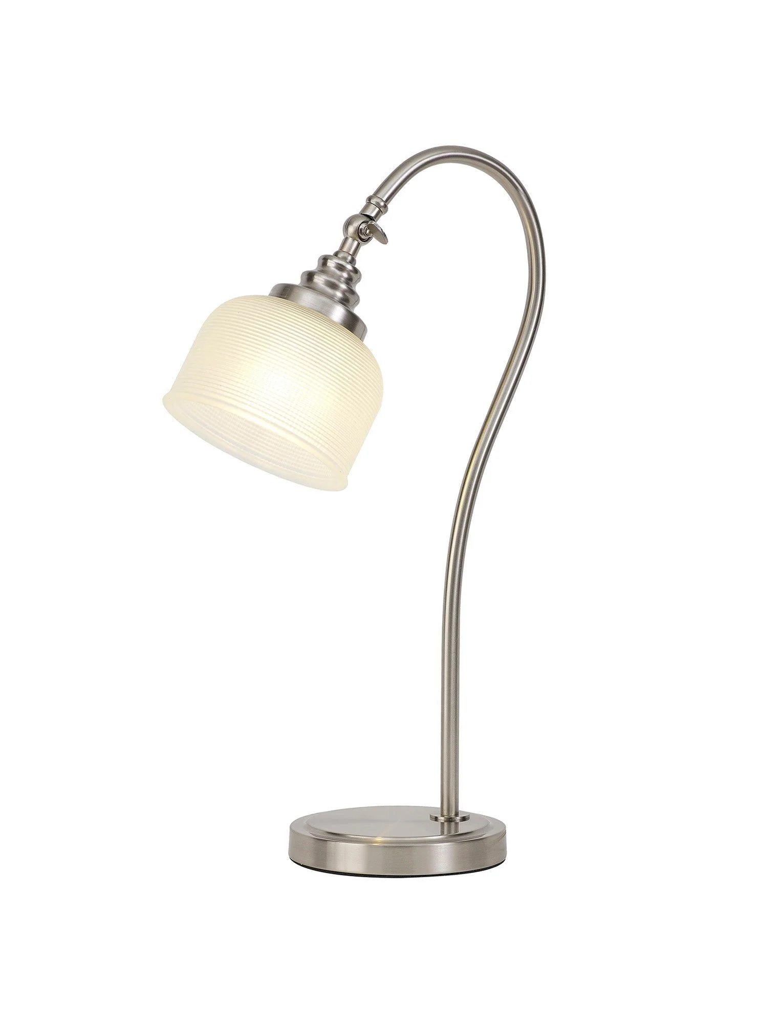 Cleron Table Lamp 1 Light E27 Satin Nickel / Antique Brass /Polished Nickel / Prismatic Glass - Image 6