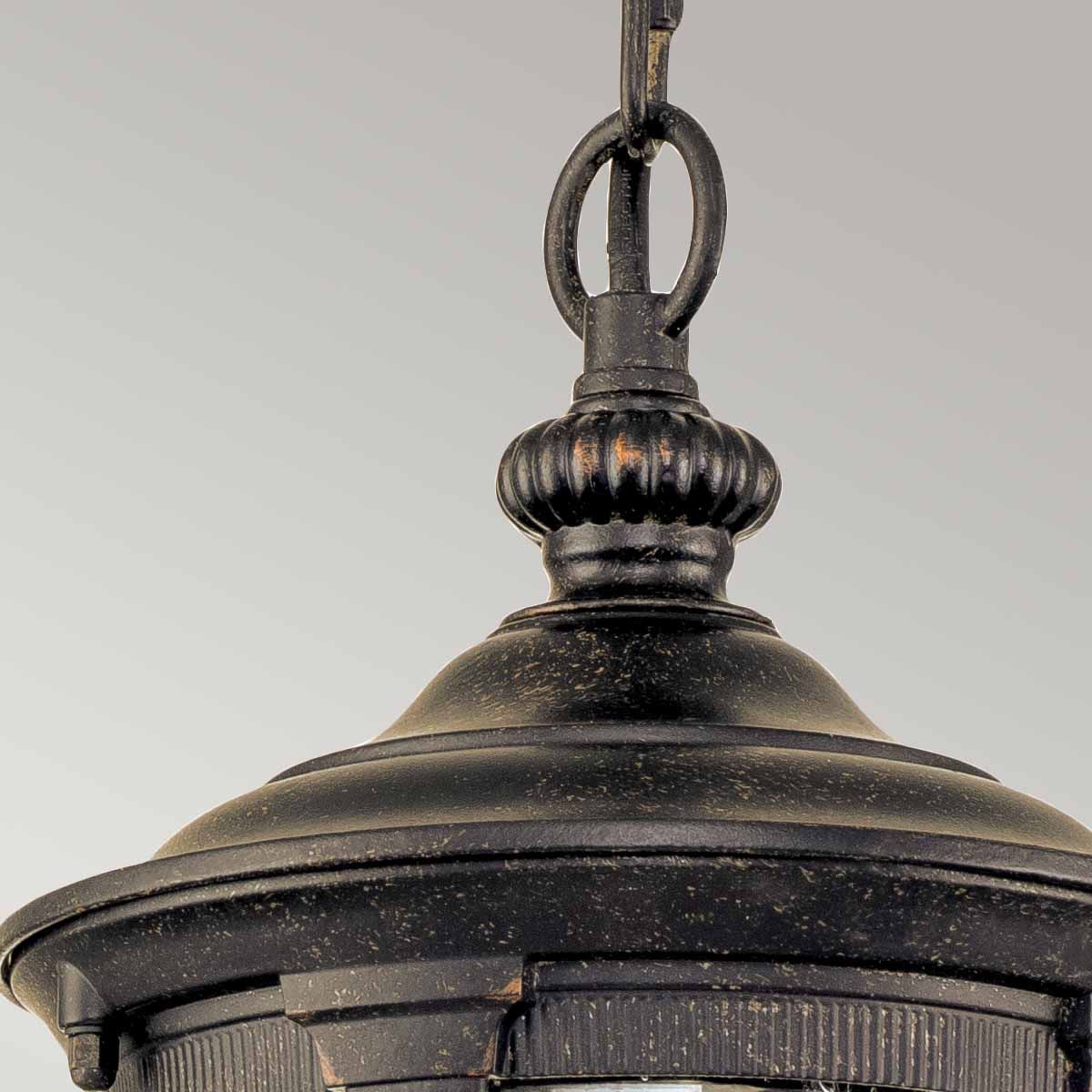 Cleveland 1 Light Small Chain Lantern - Weathered Bronze IP44 E27 - Image 4