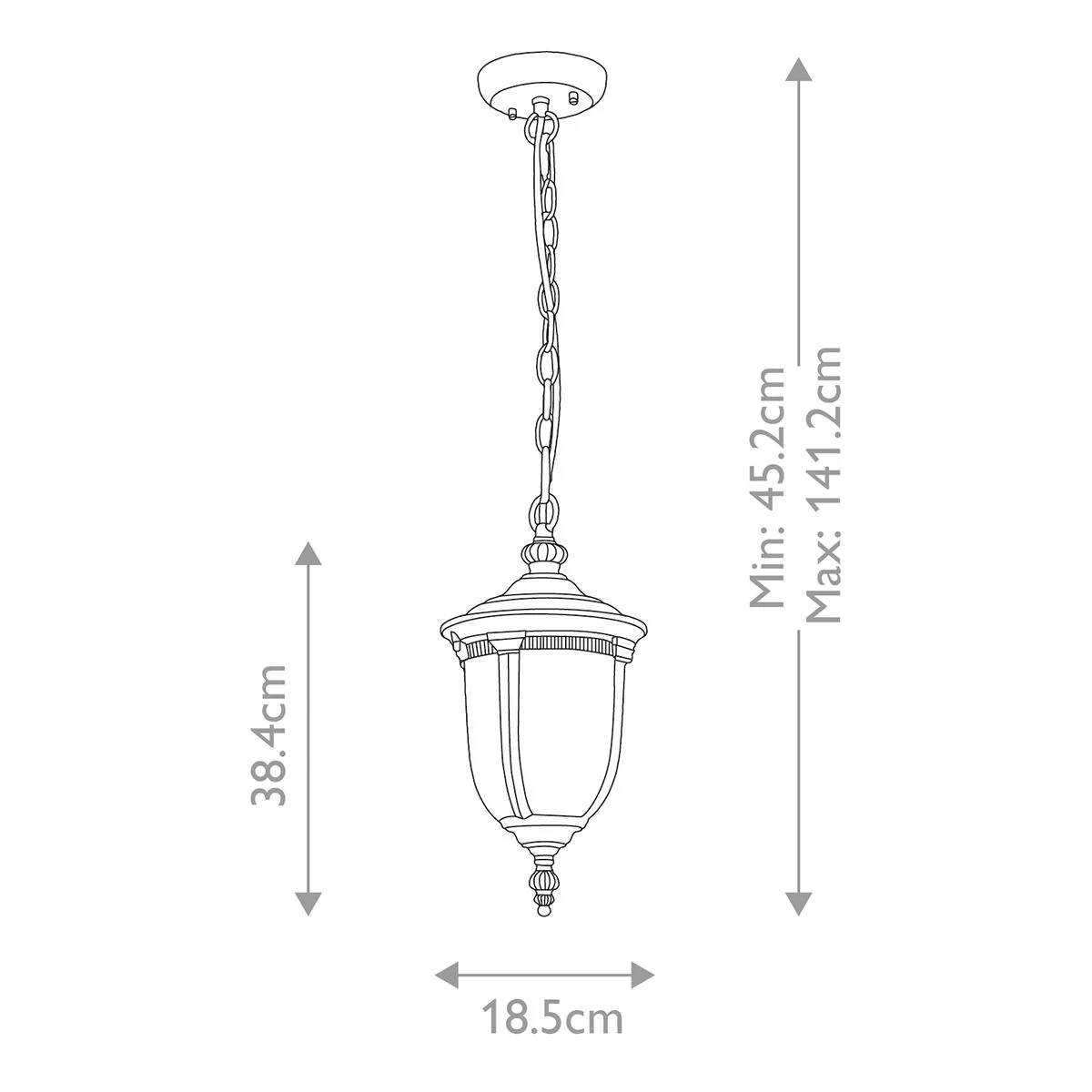 Cleveland 1 Light Small Chain Lantern - Weathered Bronze IP44 E27 - Image 5