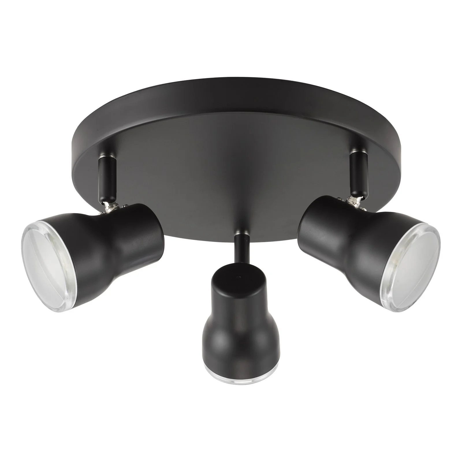 Clint 3 Light Bathroom Plate Spotlight- Matt Black/ Polished Chrome IP44 - Image 2