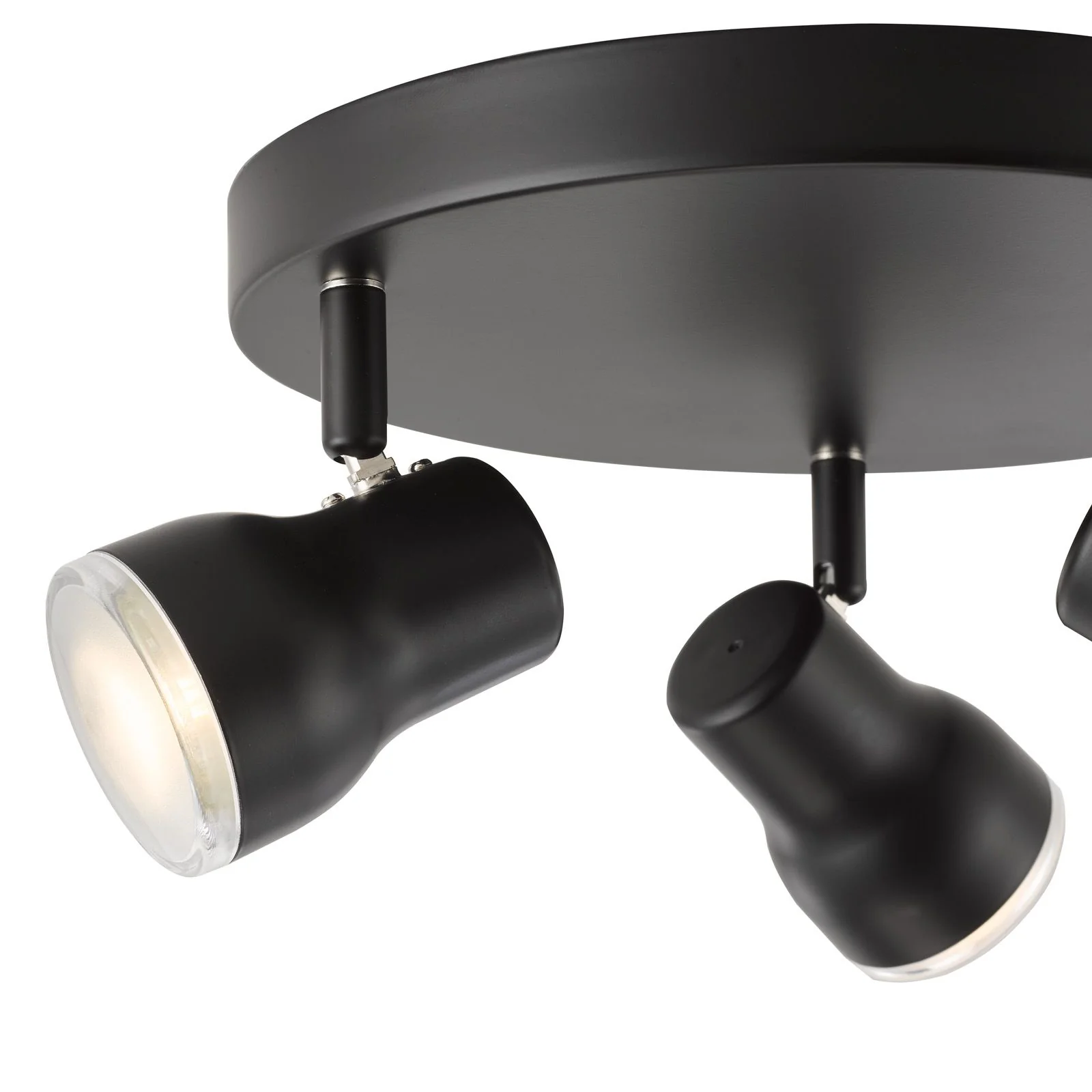 Clint 3 Light Bathroom Plate Spotlight- Matt Black/ Polished Chrome IP44 - Image 3