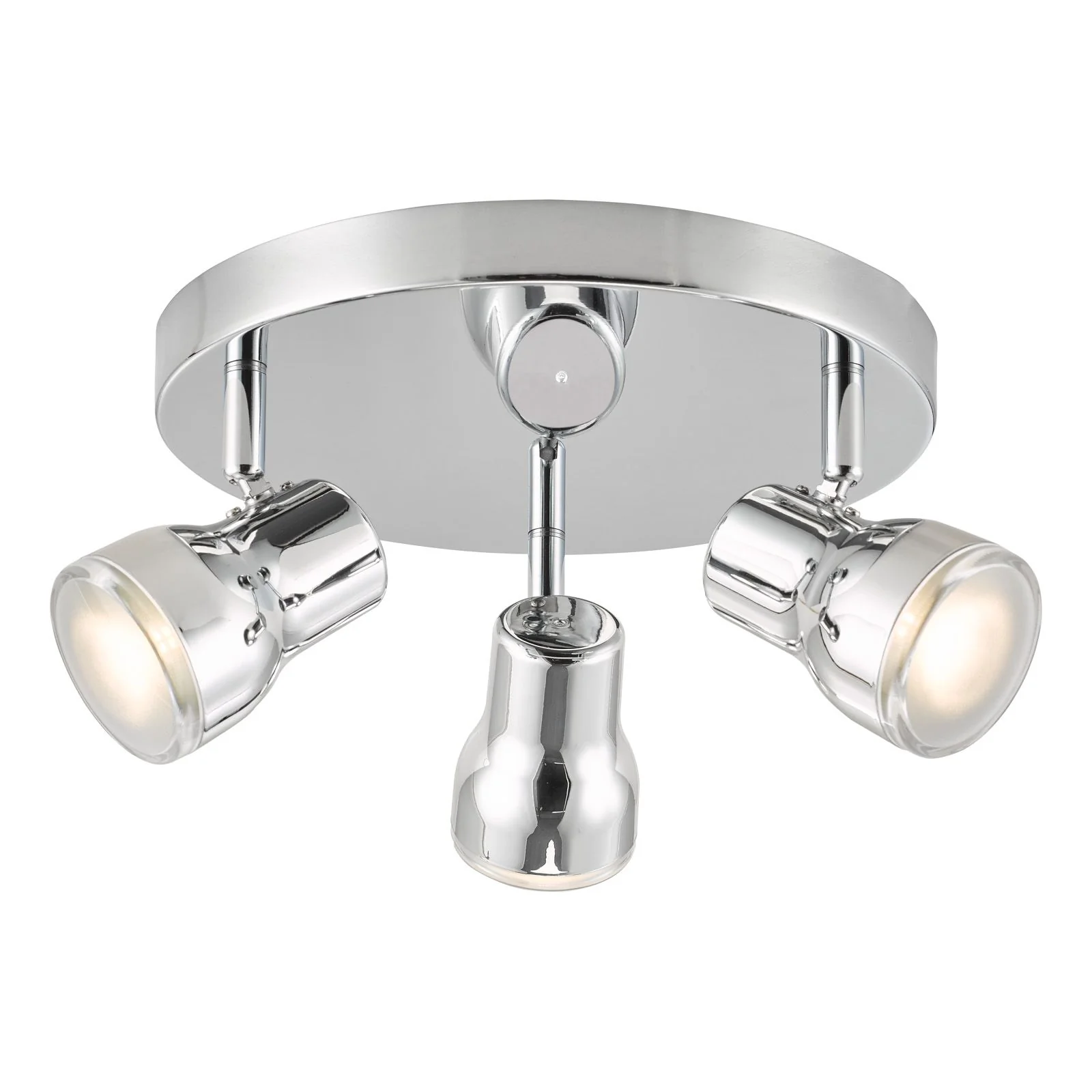 Clint 3 Light Bathroom Plate Spotlight- Matt Black/ Polished Chrome IP44 - Image 5