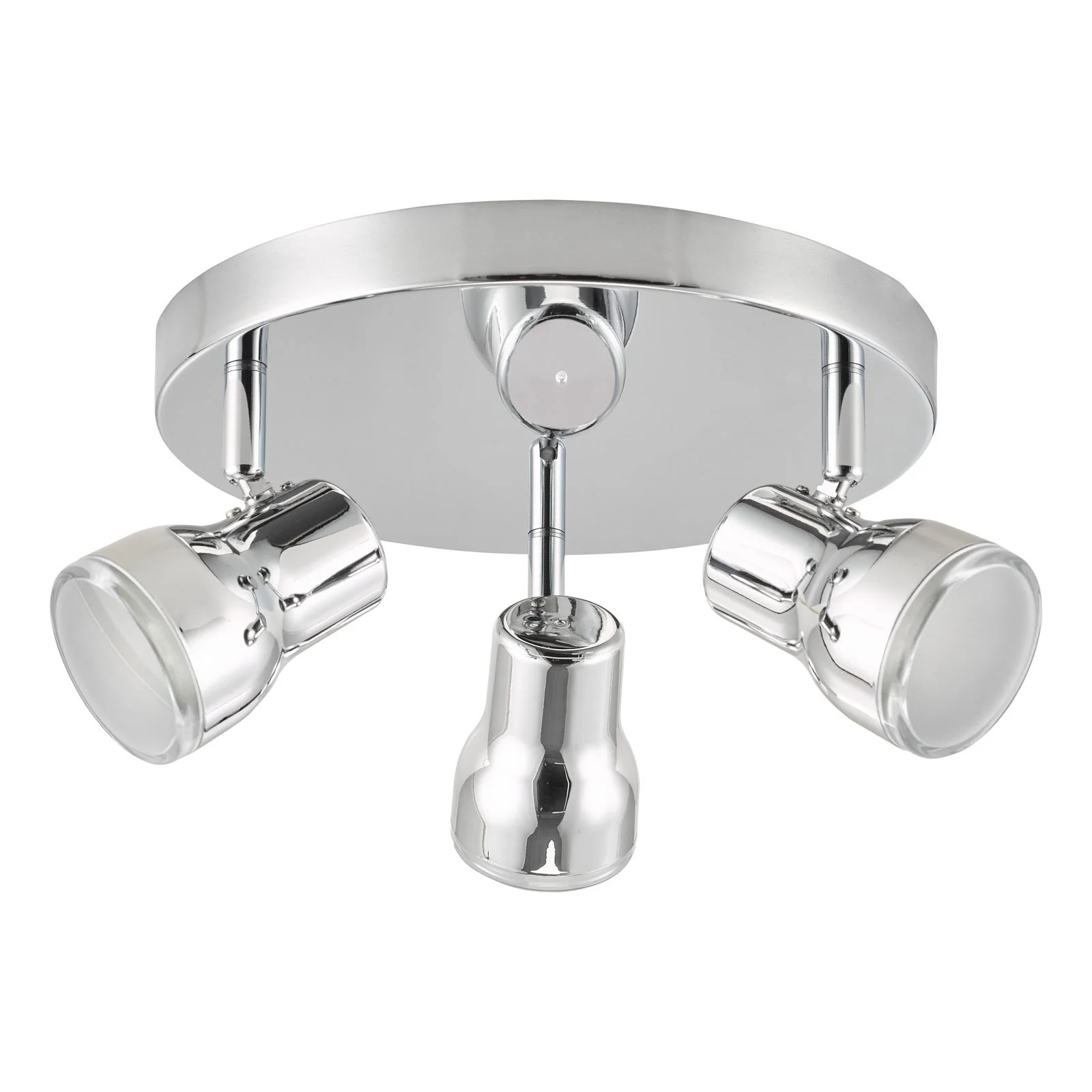 Clint 3 Light Bathroom Plate Spotlight- Matt Black/ Polished Chrome IP44 - Image 6