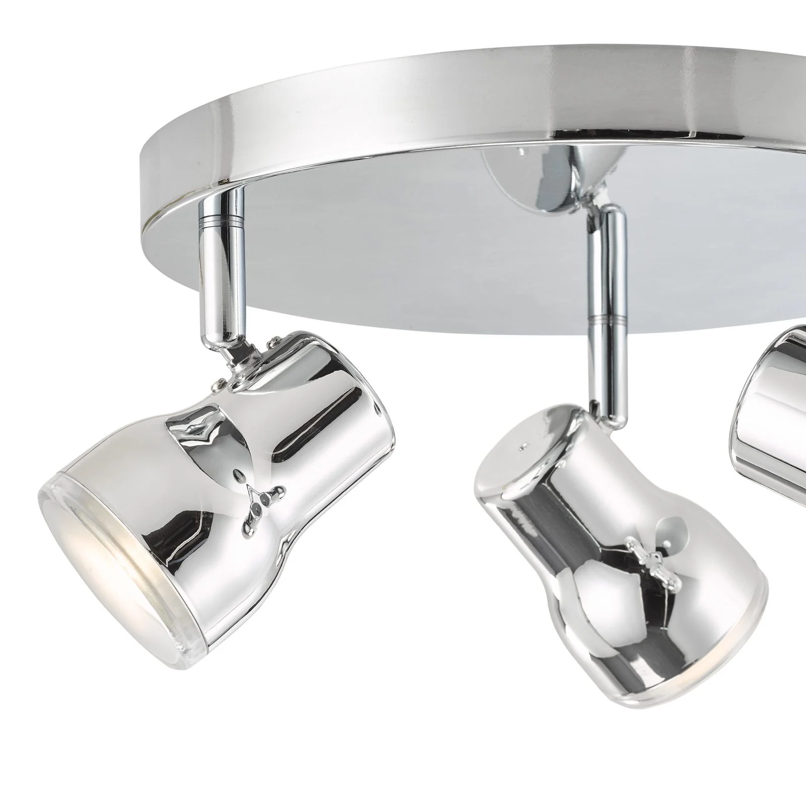 Clint 3 Light Bathroom Plate Spotlight- Matt Black/ Polished Chrome IP44 - Image 7