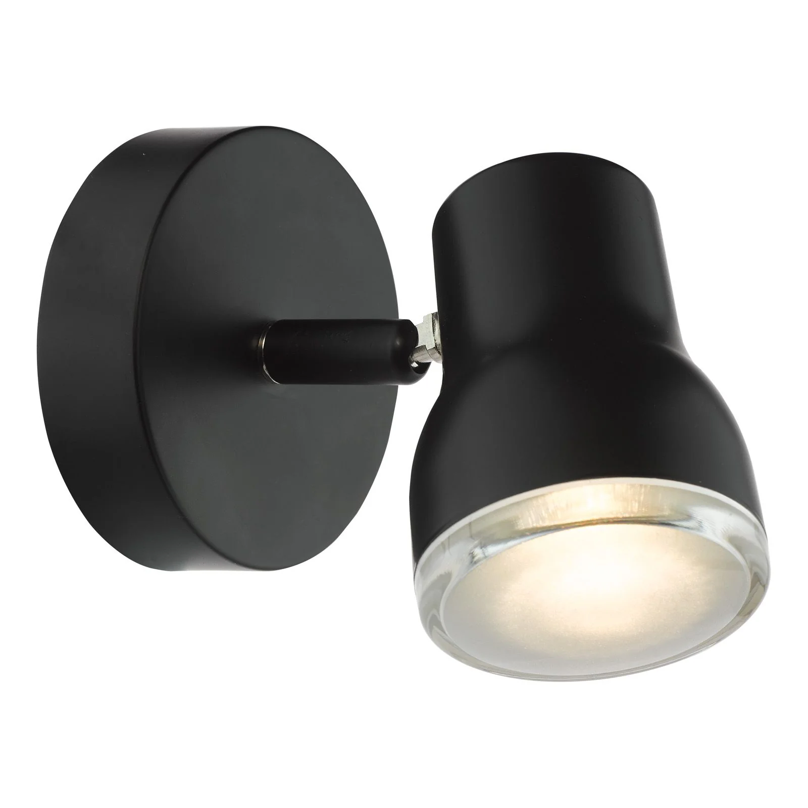 Clint Bathroom Wall Spotlight- Matt Black/ Polished Chrome IP44 - Image 3