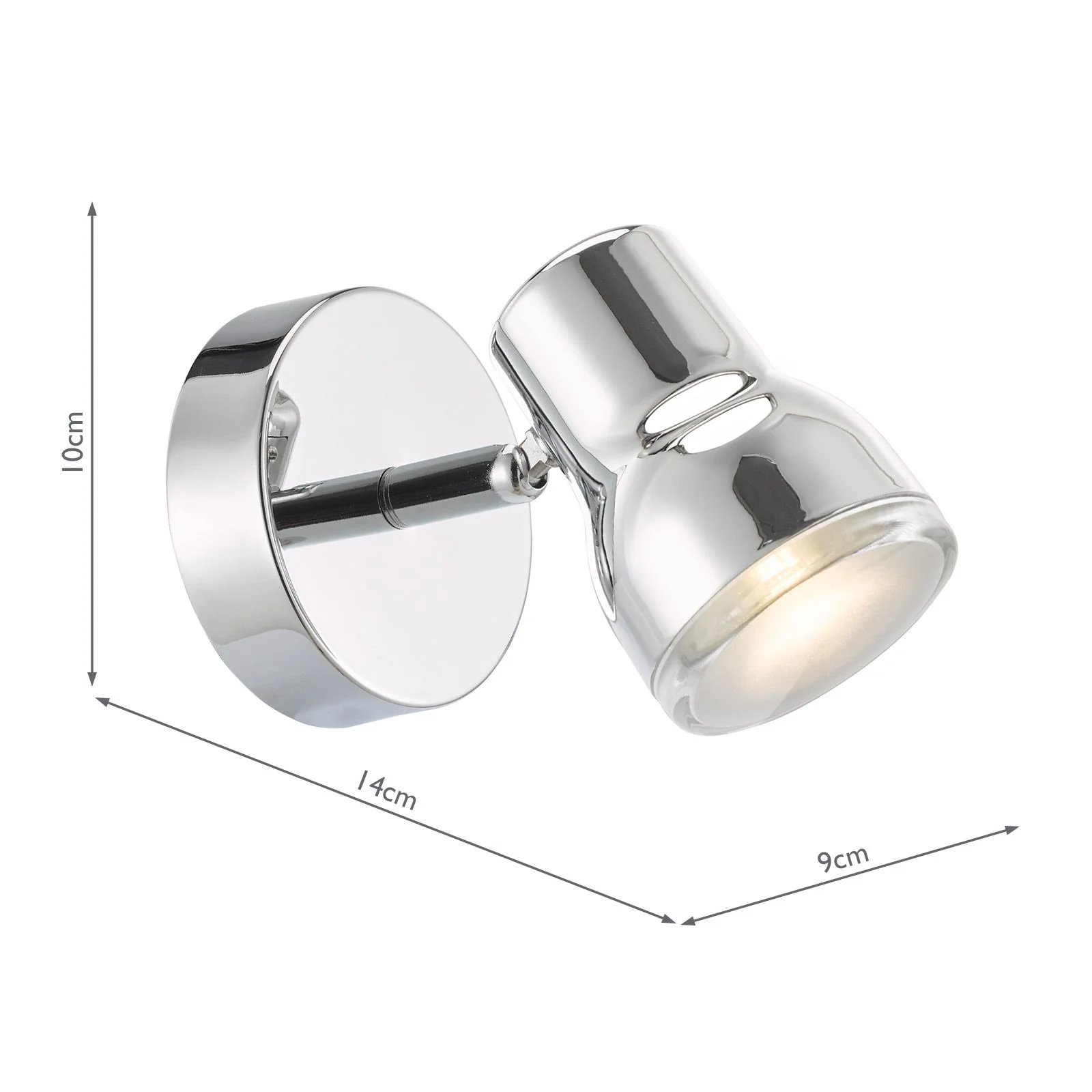 Clint Bathroom Wall Spotlight- Matt Black/ Polished Chrome IP44 - Image 8