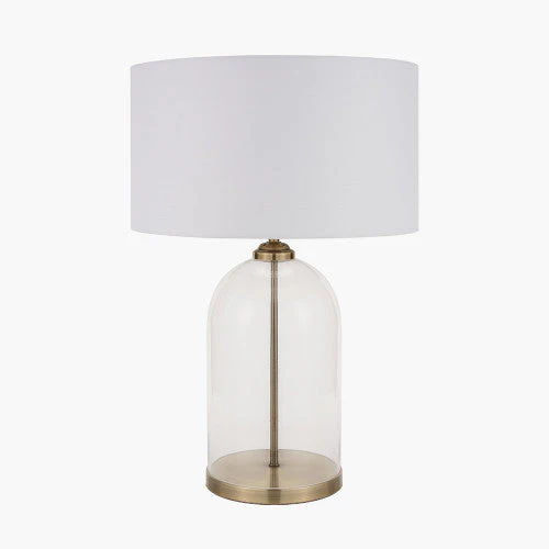 Cloche Clear Glass and Antique Brass Table Lamp