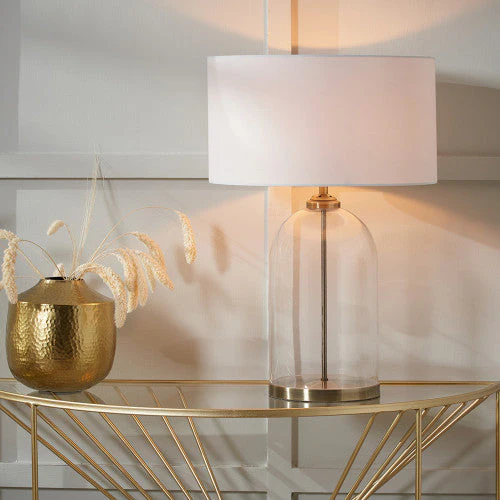 Cloche Clear Glass and Antique Brass Table Lamp - Image 3