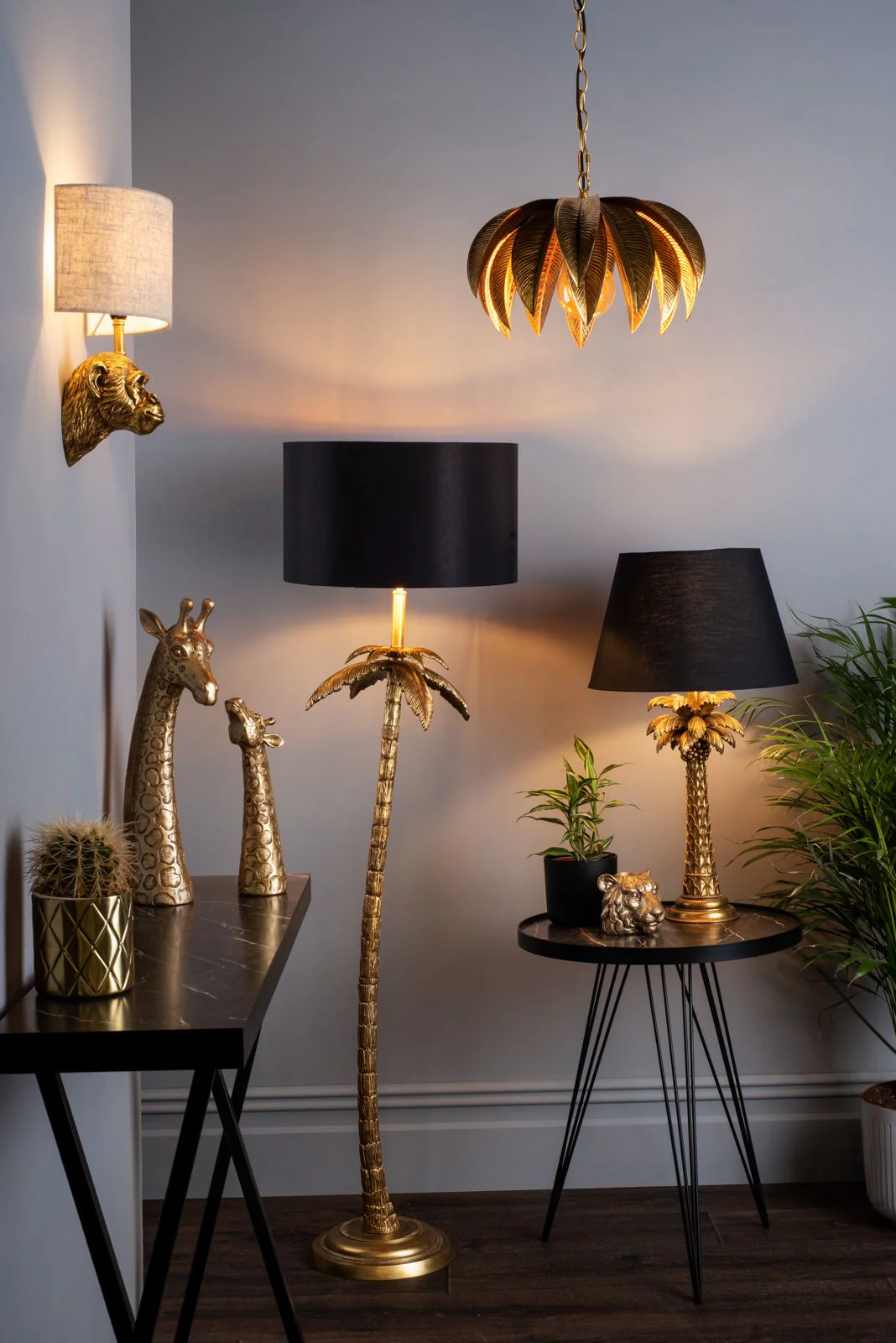 Coco Floor Lamp Antique Gold With Shade E27 - Image 8