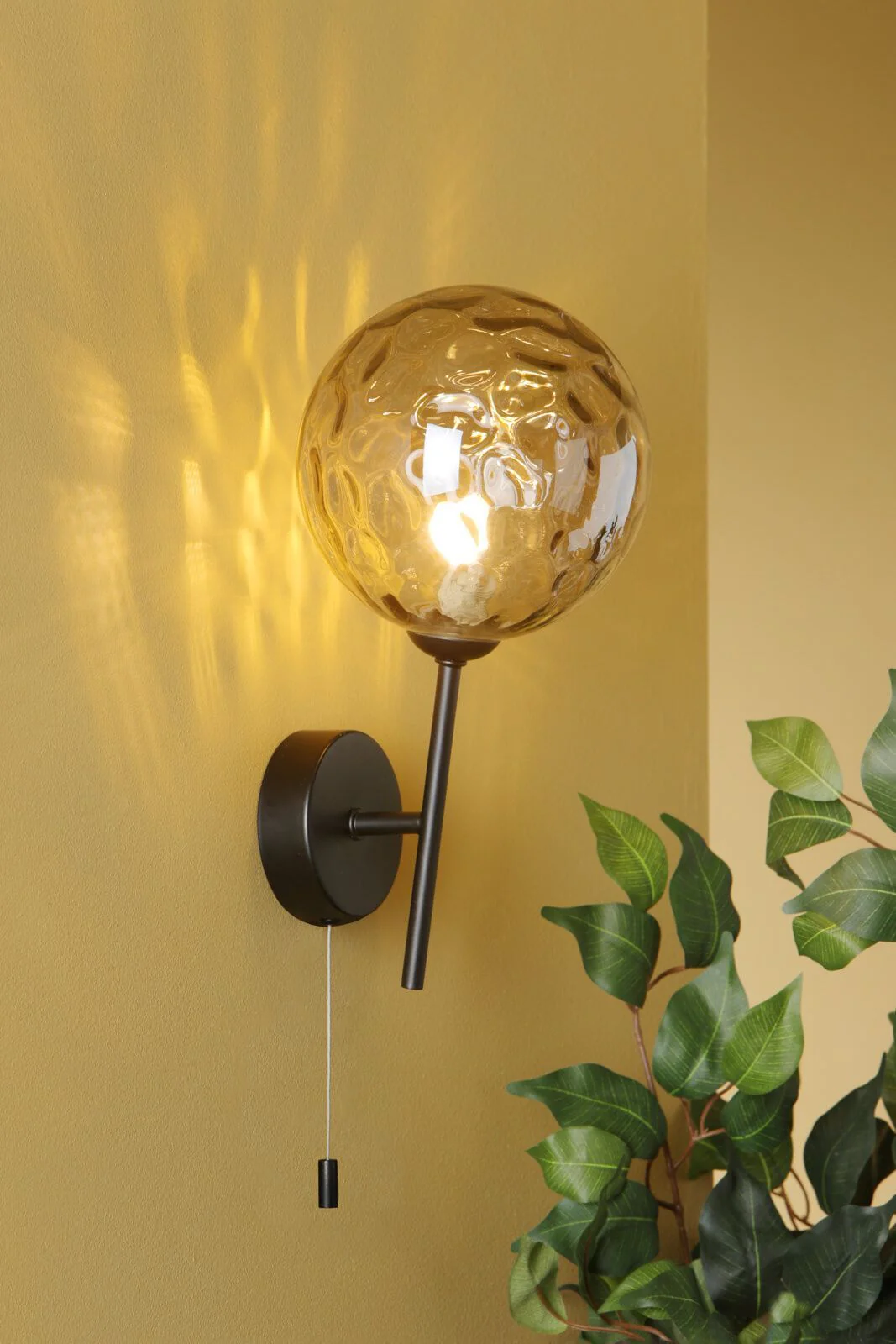 Cohen Single LED Wall Light - Matt Black Smoked/Matt Black Moulded/Polished Gold Champagne Glass, IP20 - Image 2