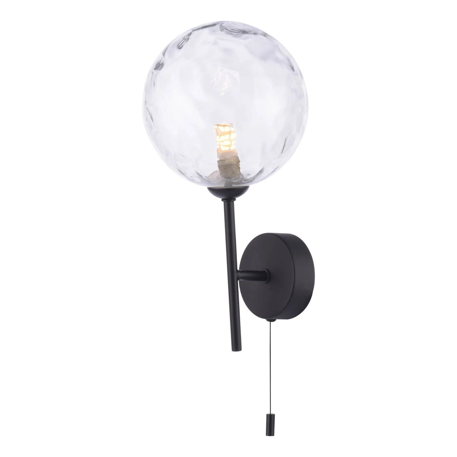 Cohen Single LED Wall Light - Matt Black Smoked/Matt Black Moulded/Polished Gold Champagne Glass, IP20 - Image 4