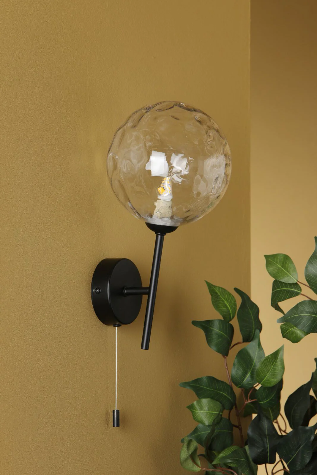 Cohen Single LED Wall Light - Matt Black Smoked/Matt Black Moulded/Polished Gold Champagne Glass, IP20 - Image 6