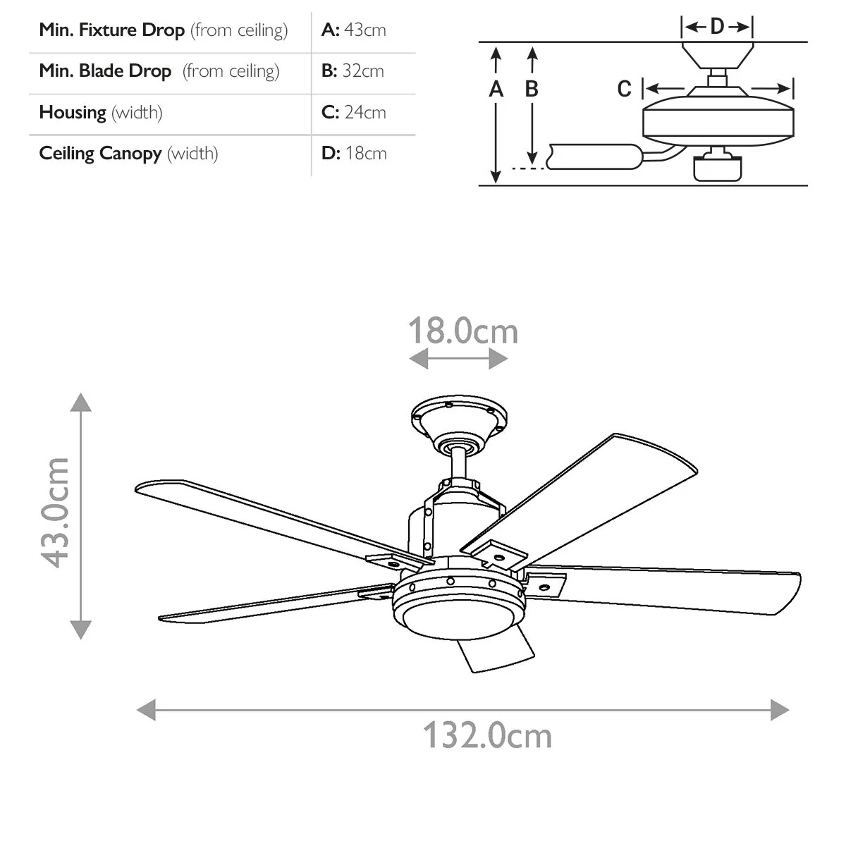 Colerne IP20 - 52in / 132cm Fan - Brushed Nickel - Image 9