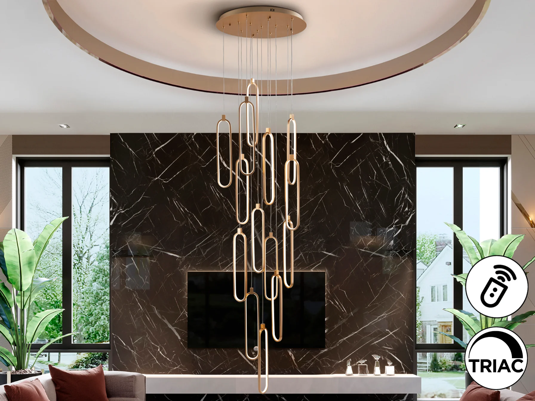 Colette 14Lt Ceiling Light Dimmable- Rose Gold & Black & Rose Gold Finishes - Image 10