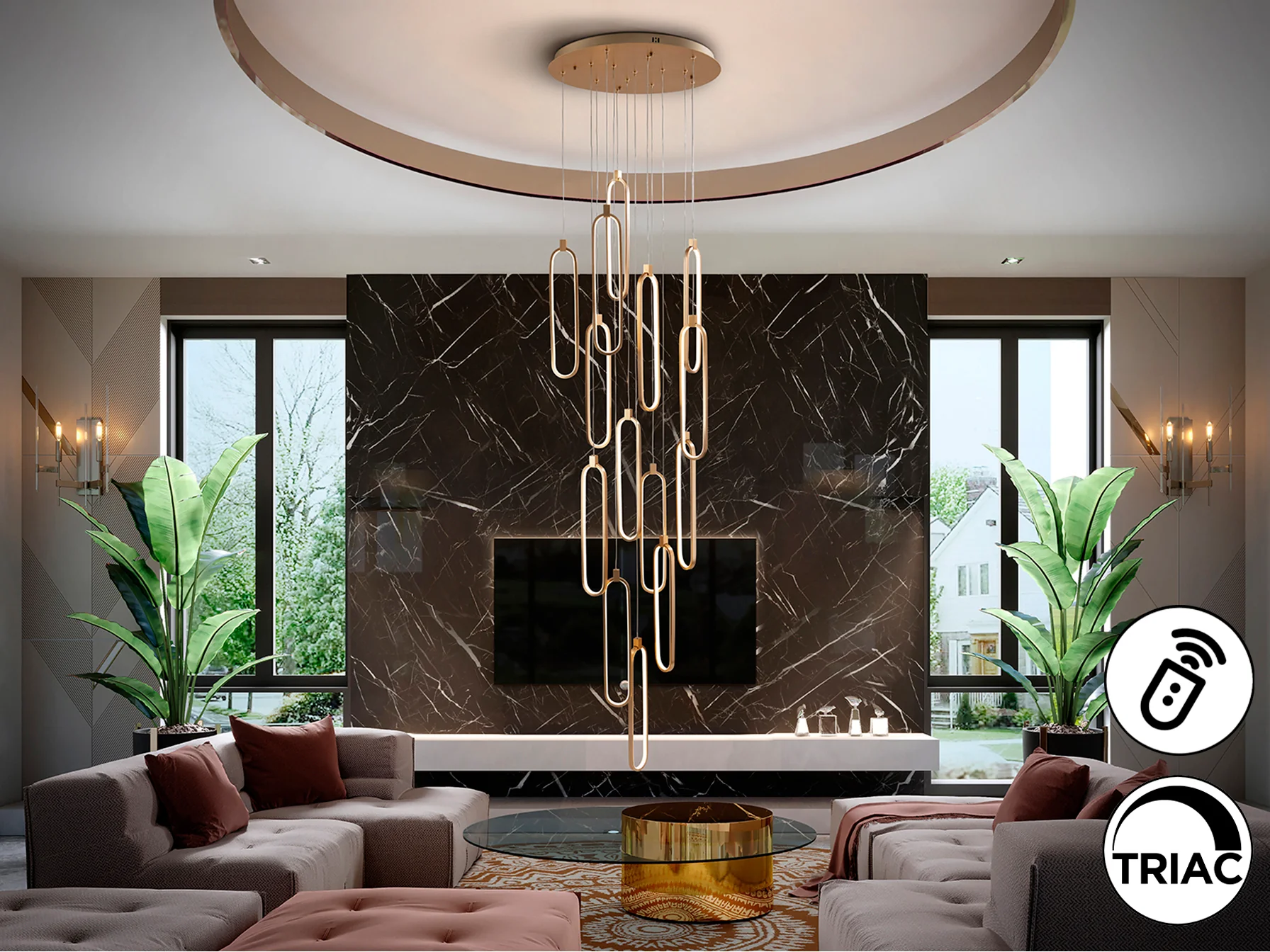 Colette 14Lt Ceiling Light Dimmable- Rose Gold & Black & Rose Gold Finishes - Image 11