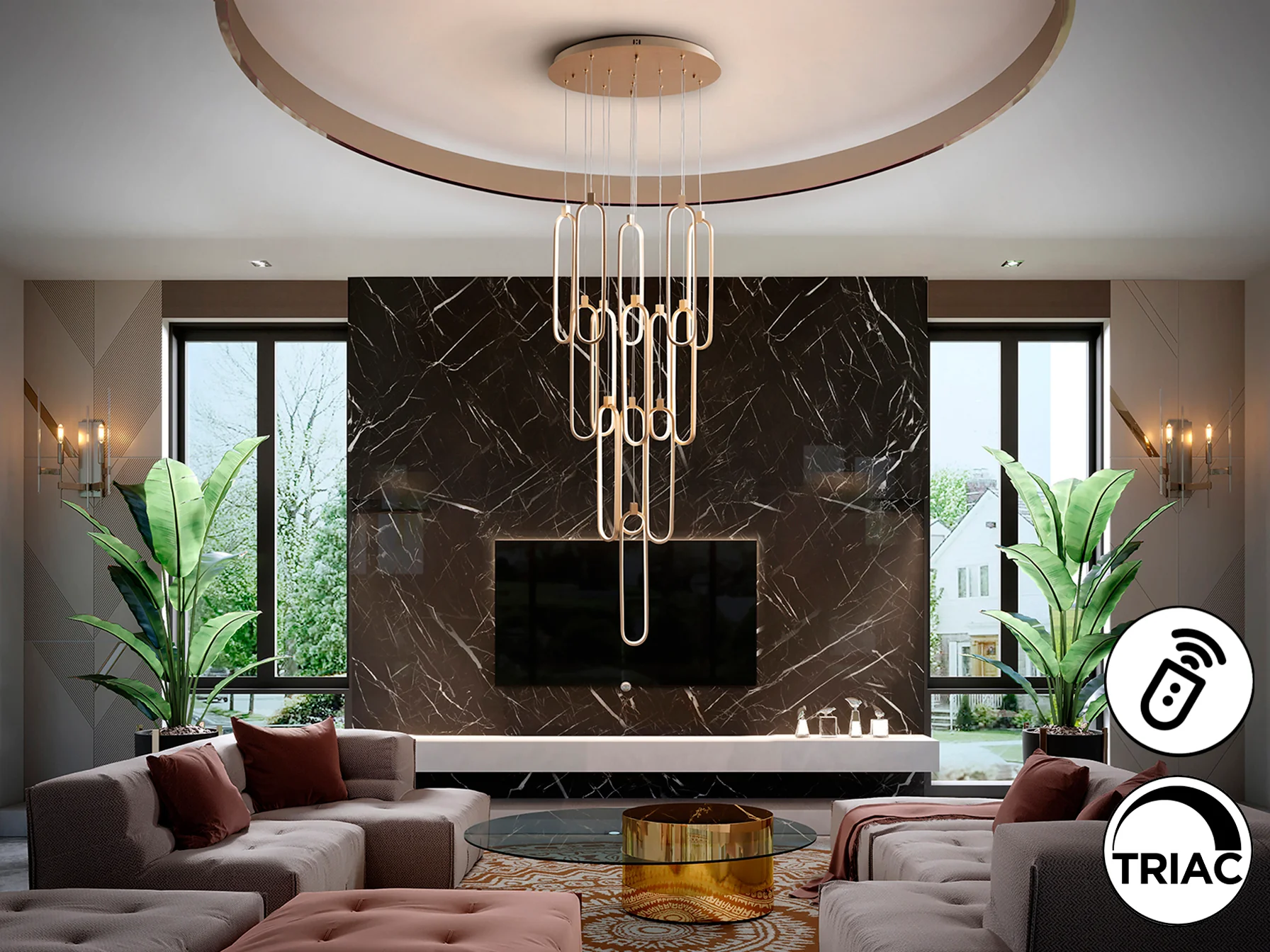 Colette 14Lt Ceiling Light Dimmable- Rose Gold & Black & Rose Gold Finishes - Image 12