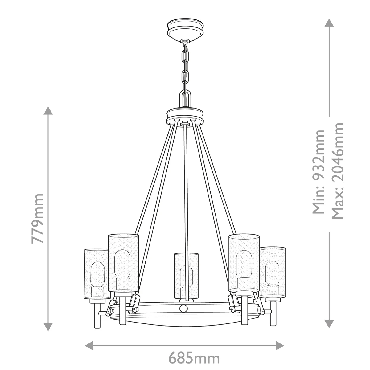Collier 5lt Chandelier-  Black Oxide/ Heritage Brass - Image 8
