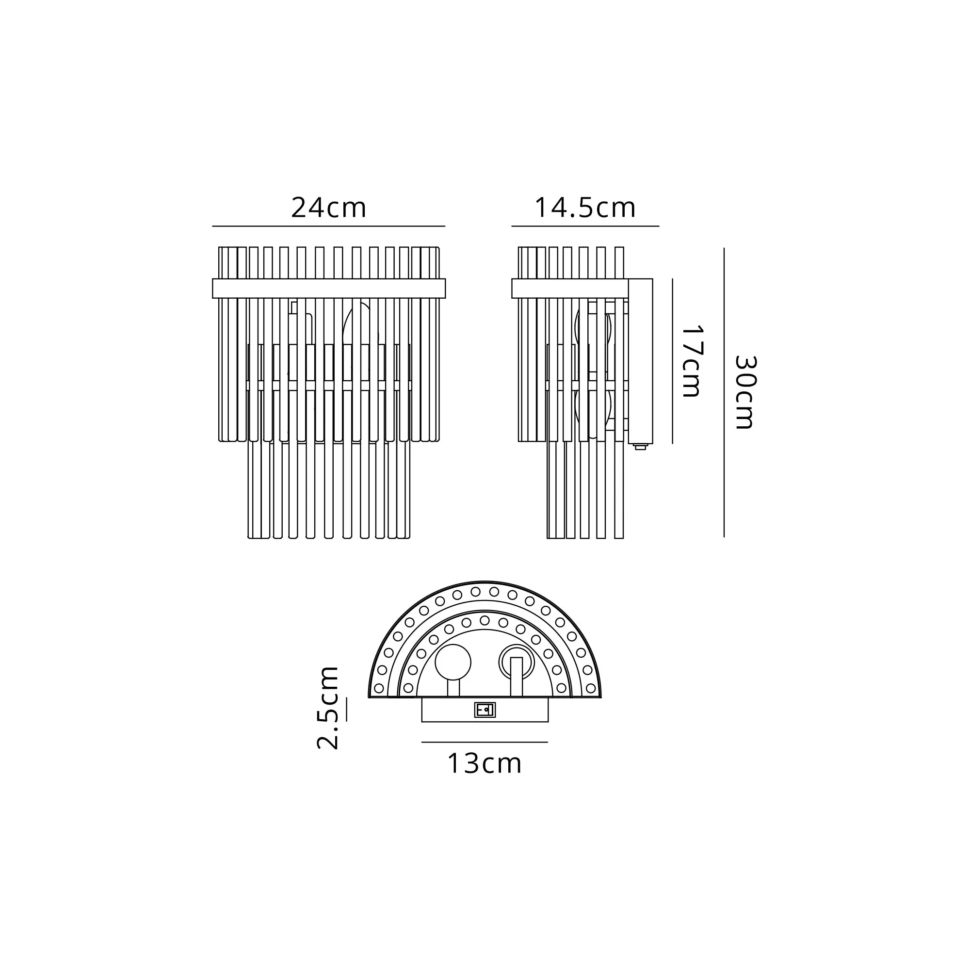 Colmer 2Lt Crystal Wall Light - Various Colours - Image 2