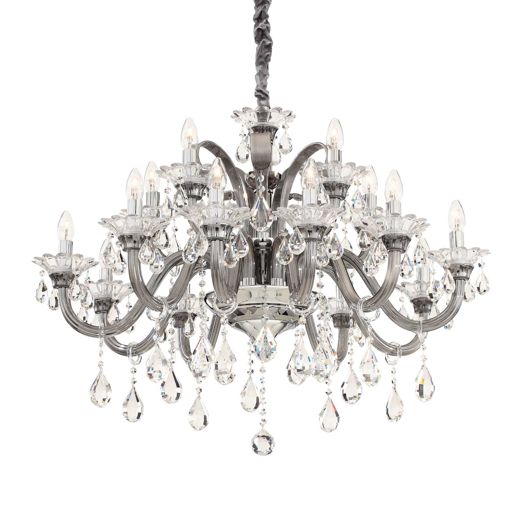 Colossal crystal centre light 8/15Lt - Ivory/Grey/Transparent Finish - Image 3