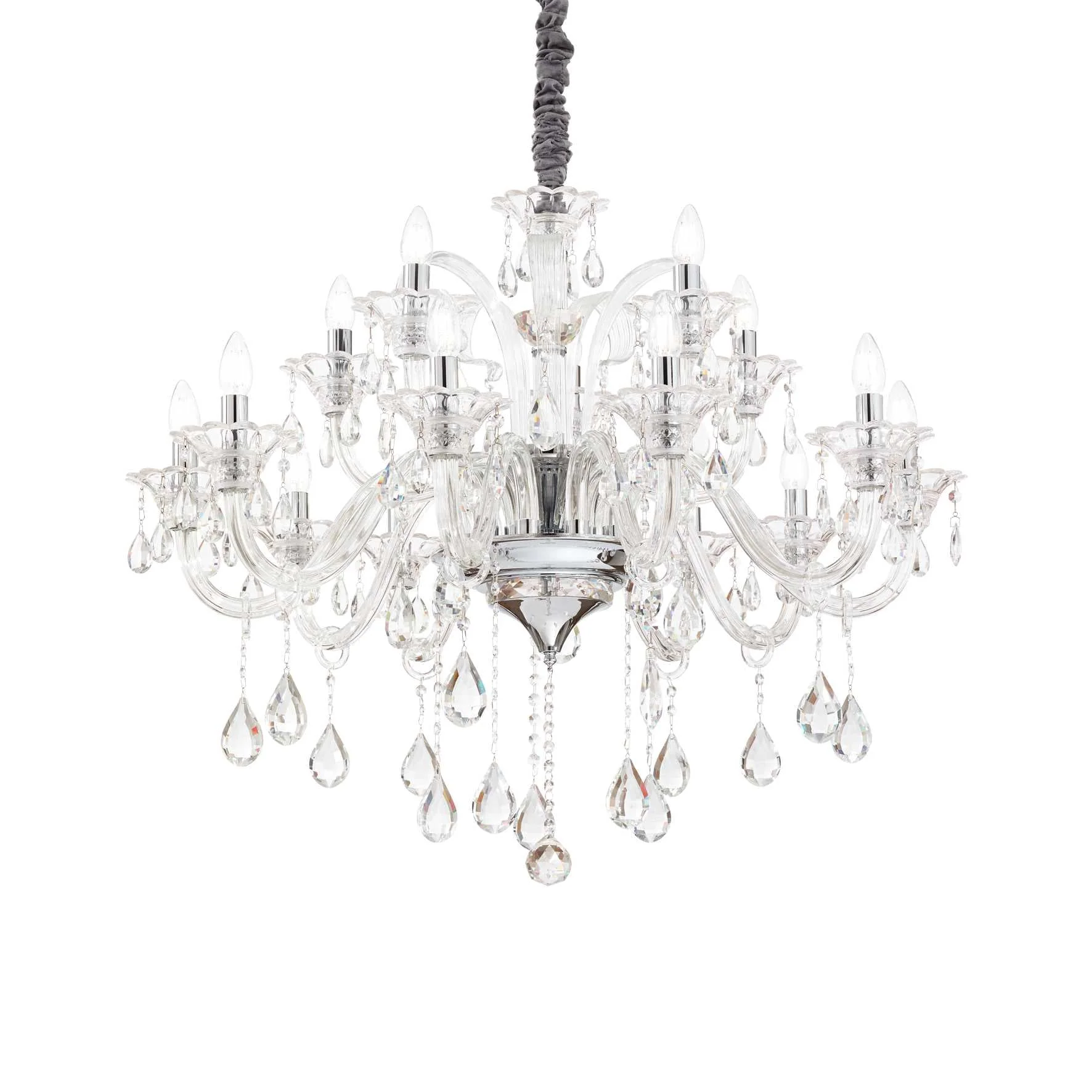 Colossal crystal centre light 8/15Lt - Ivory/Grey/Transparent Finish - Image 4