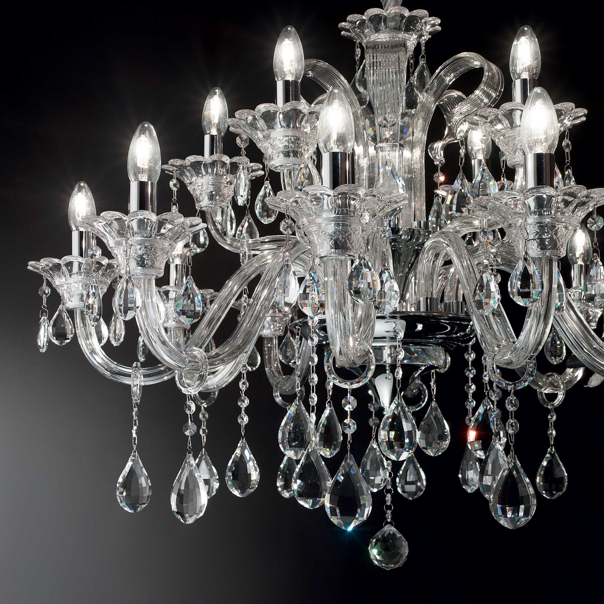 Colossal crystal centre light 8/15Lt - Ivory/Grey/Transparent Finish - Image 5