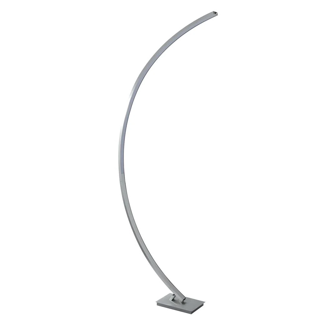 Colton LED Curved Floor Lamp - Satin Silver & Opal Integrated LED - Image 2