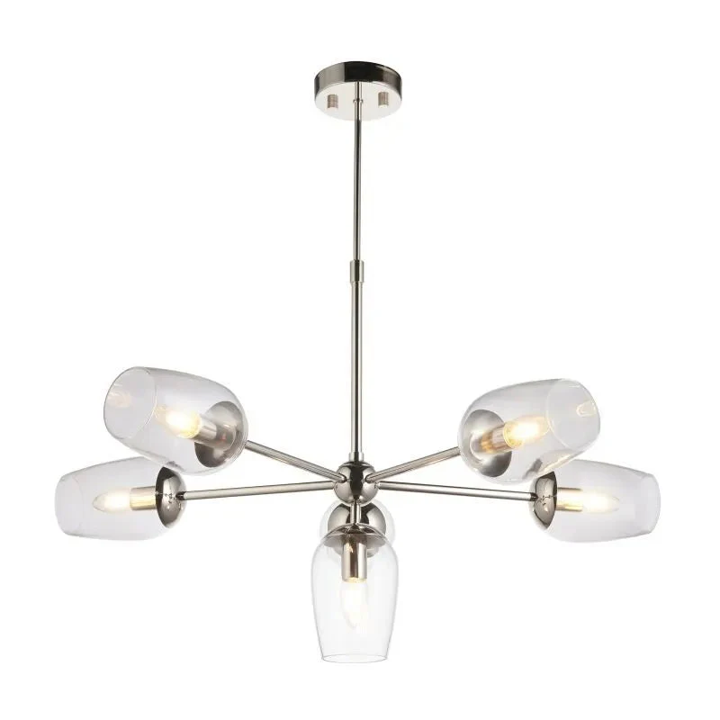 Columbus 6Lt Multi-Arm Pendant - Nickel/Antique Brass - Image 2