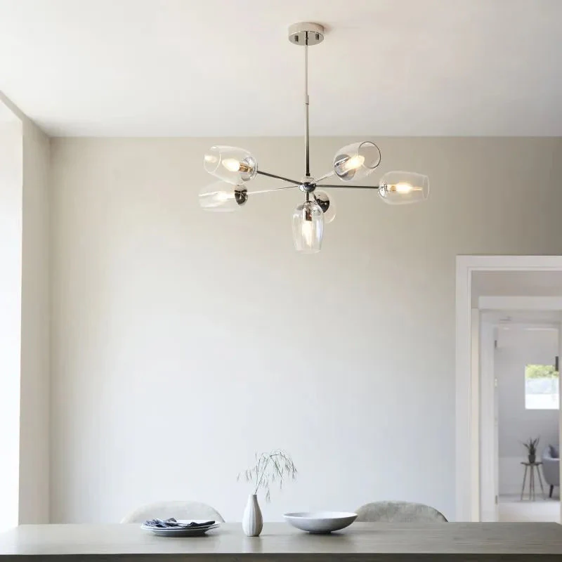 Columbus 6Lt Multi-Arm Pendant - Nickel/Antique Brass - Image 3