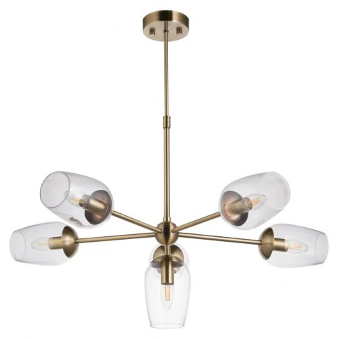 Columbus 6Lt Multi-Arm Pendant - Nickel/Antique Brass - Image 5
