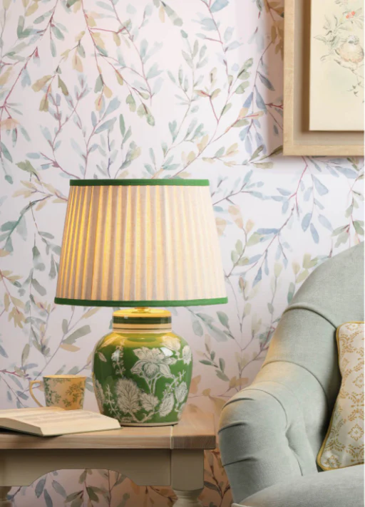 Colwich Table Lamp Green Ceramic and Antique Brass With Shade - Image 5