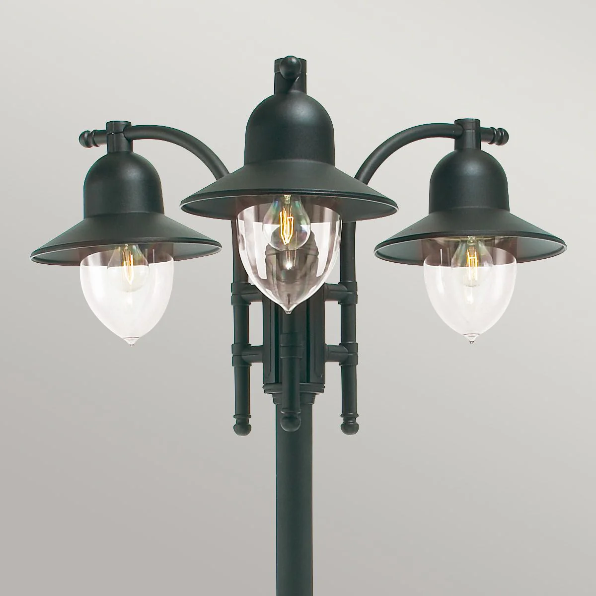 Como 3 Light Triple Head Post - Black IP54 E27 - Image 2