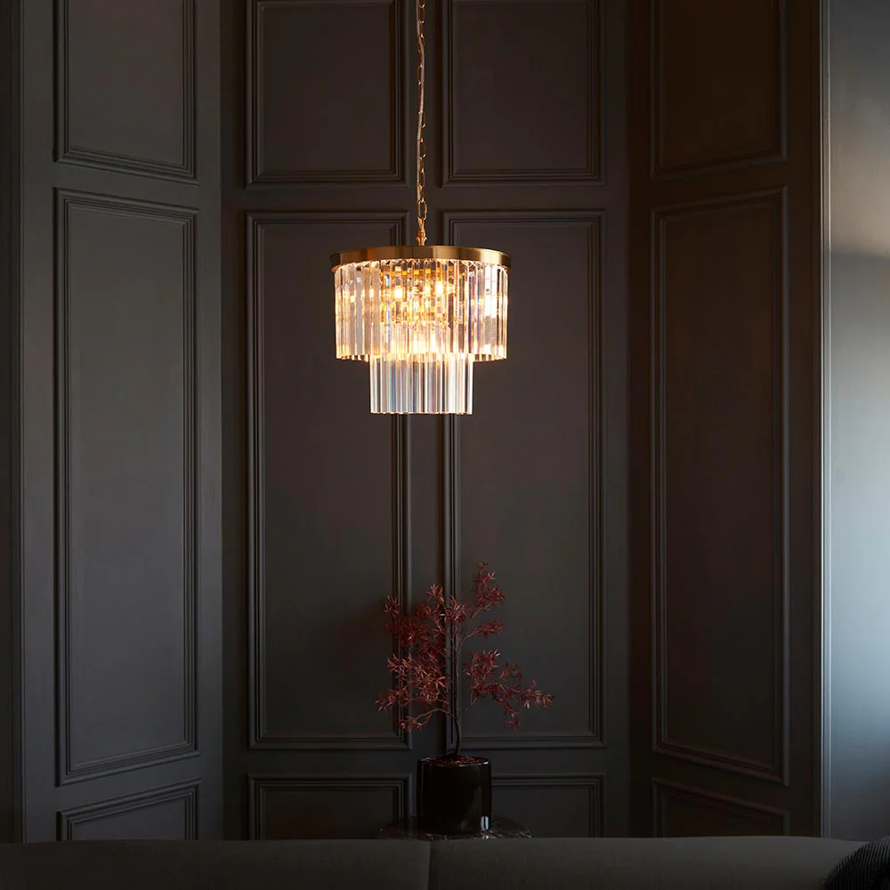 Calella 4Lt Chandelier - Brushed Brass Finish - Image 3