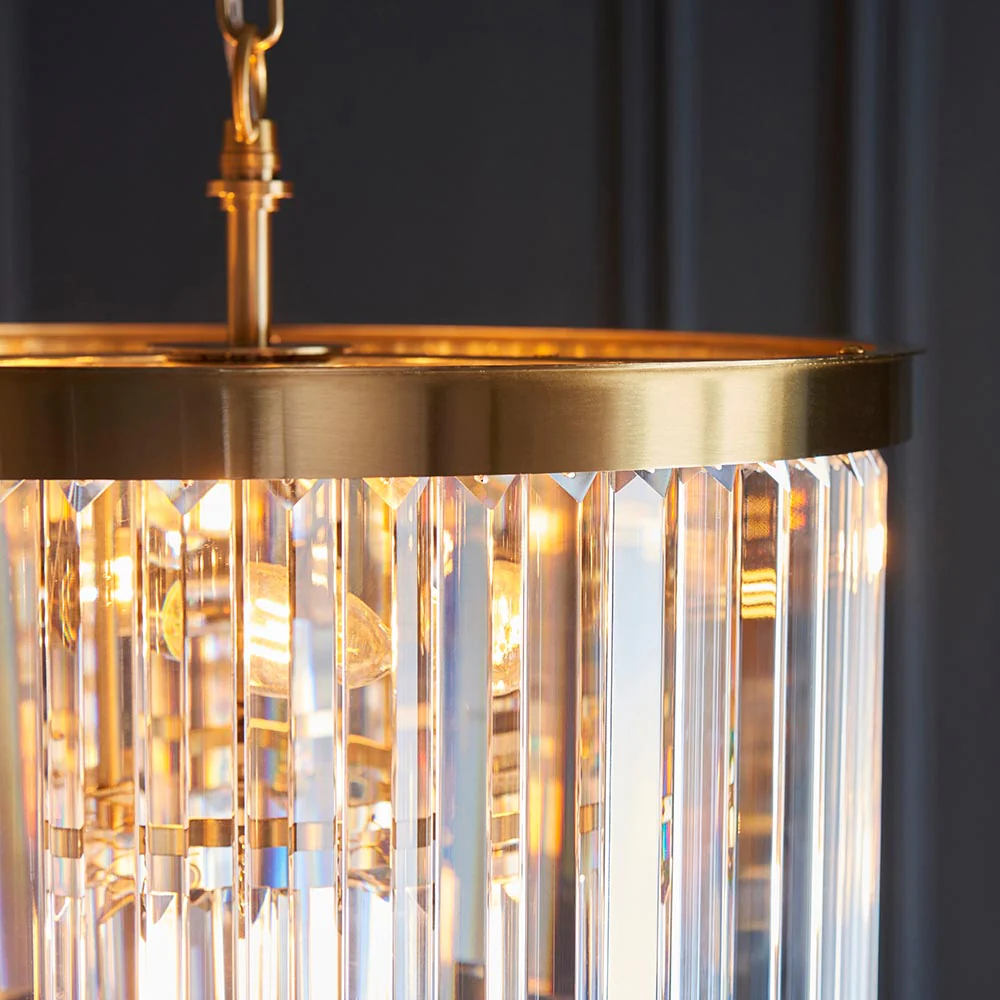 Calella 4Lt Chandelier - Brushed Brass Finish - Image 6