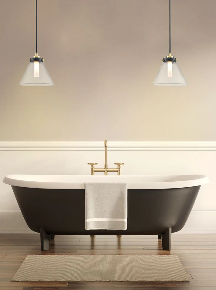 Conika Pendant IP44 - Matt Black And Polished Nickel/Aged Brass - Image 4