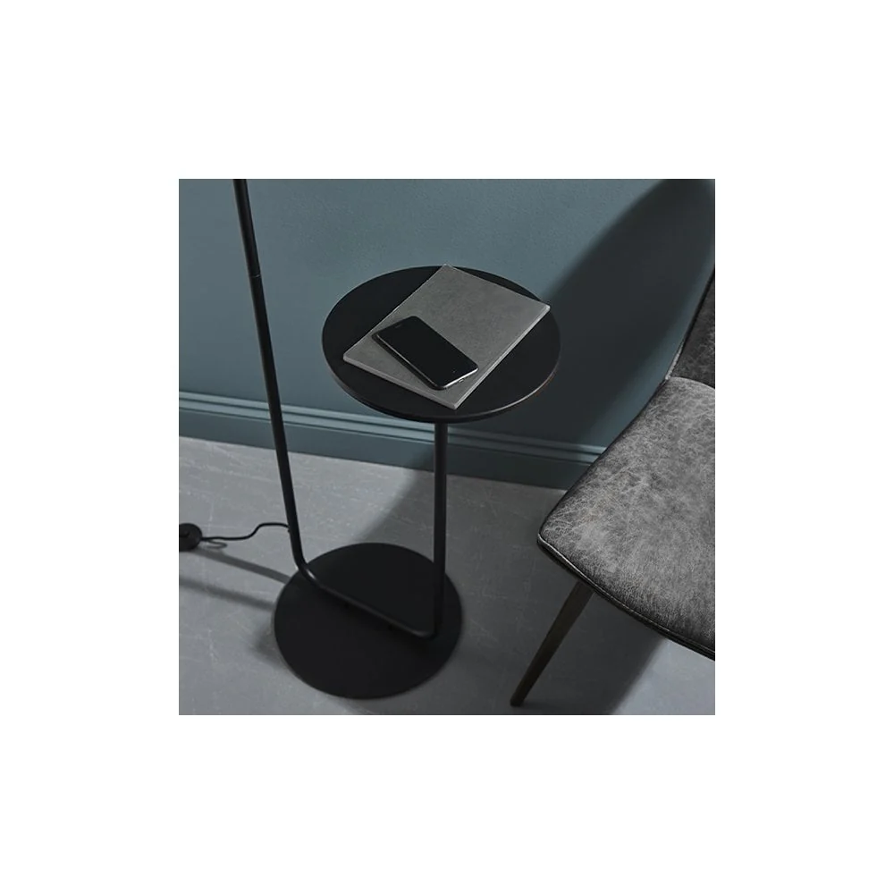 Constance 1Lt Floor Lamp with Table - Black/Champagne - Image 3