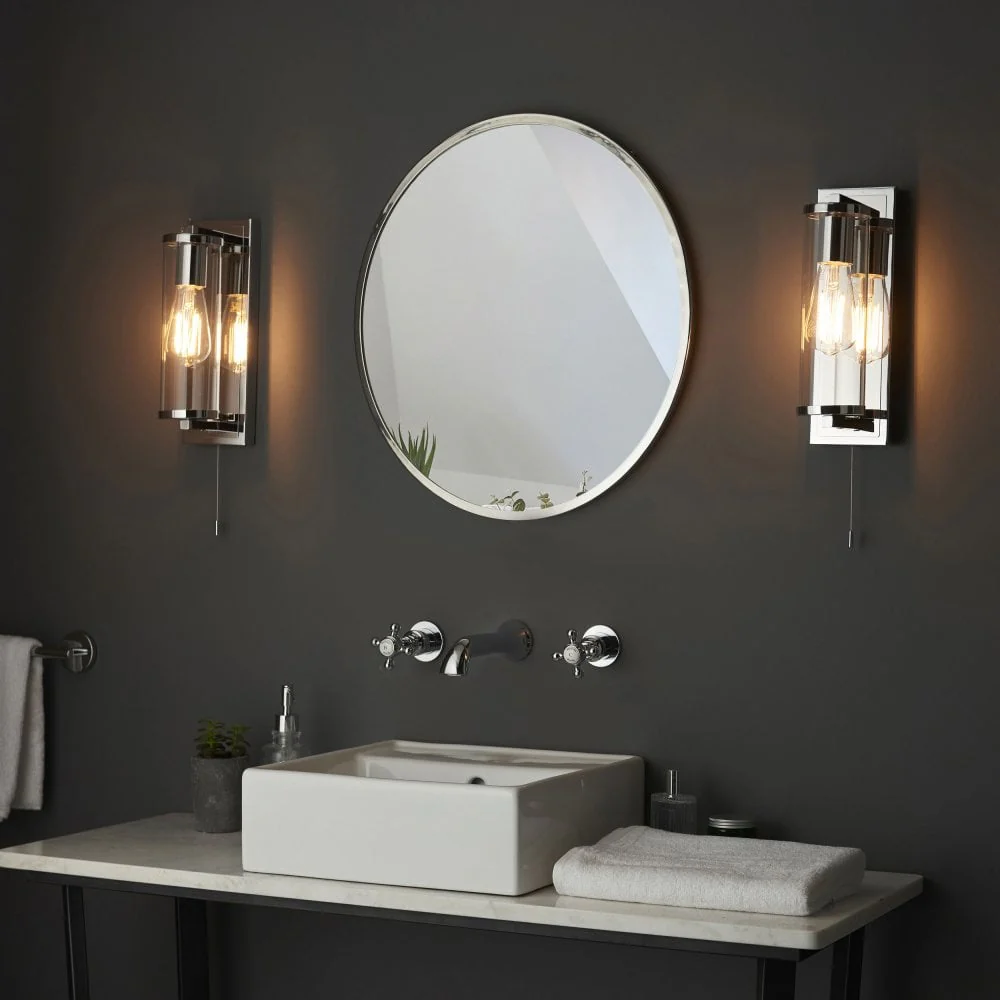 Cooper IP44 Bathroom Wall Light in Satin Brass/Dark Bronze/Chrome & Clear Ribbed Glass - Image 11