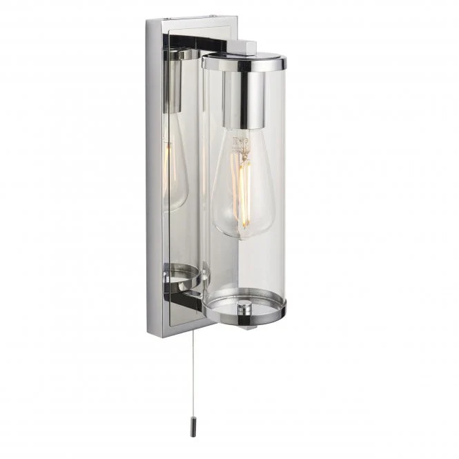 Cooper IP44 Bathroom Wall Light in Satin Brass/Dark Bronze/Chrome & Clear Ribbed Glass - Image 9