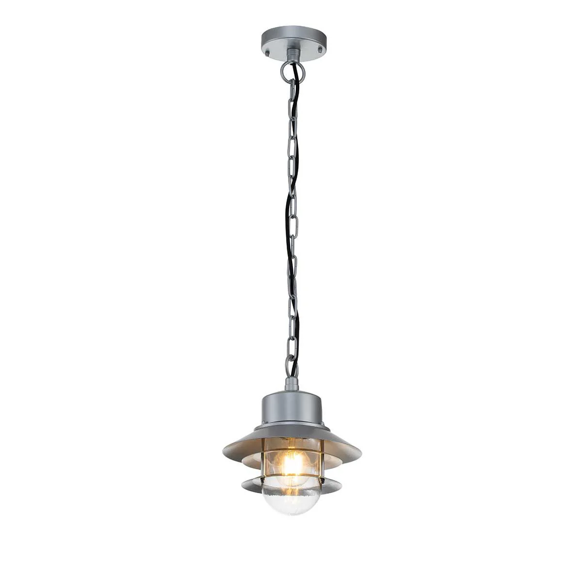 Copenhagen 1 Light Chain Lantern - Black/Silver IP44 E27 - Image 2