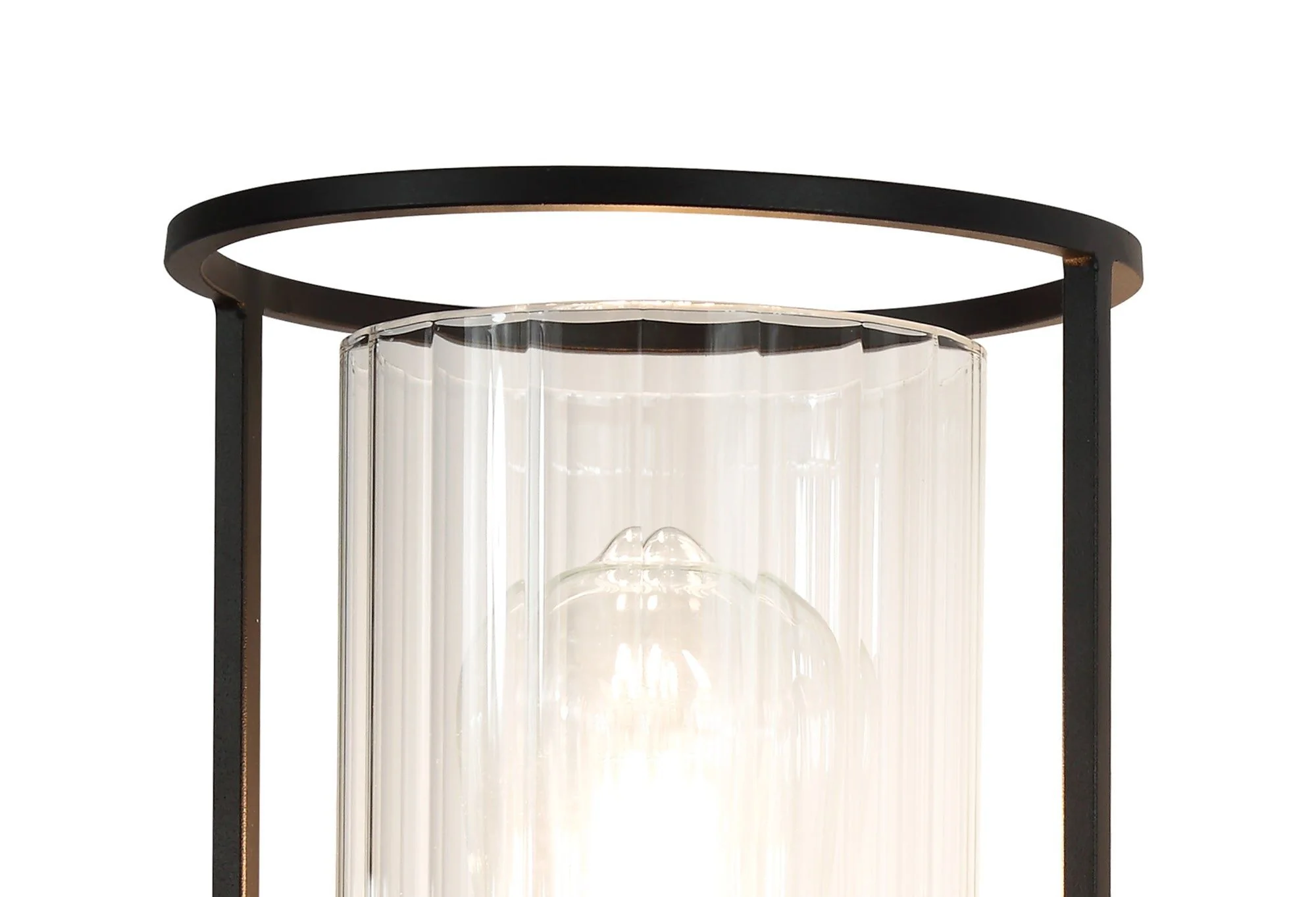 Beres Wall Light, 1 Light E27, Black/Clear Glass - Image 2