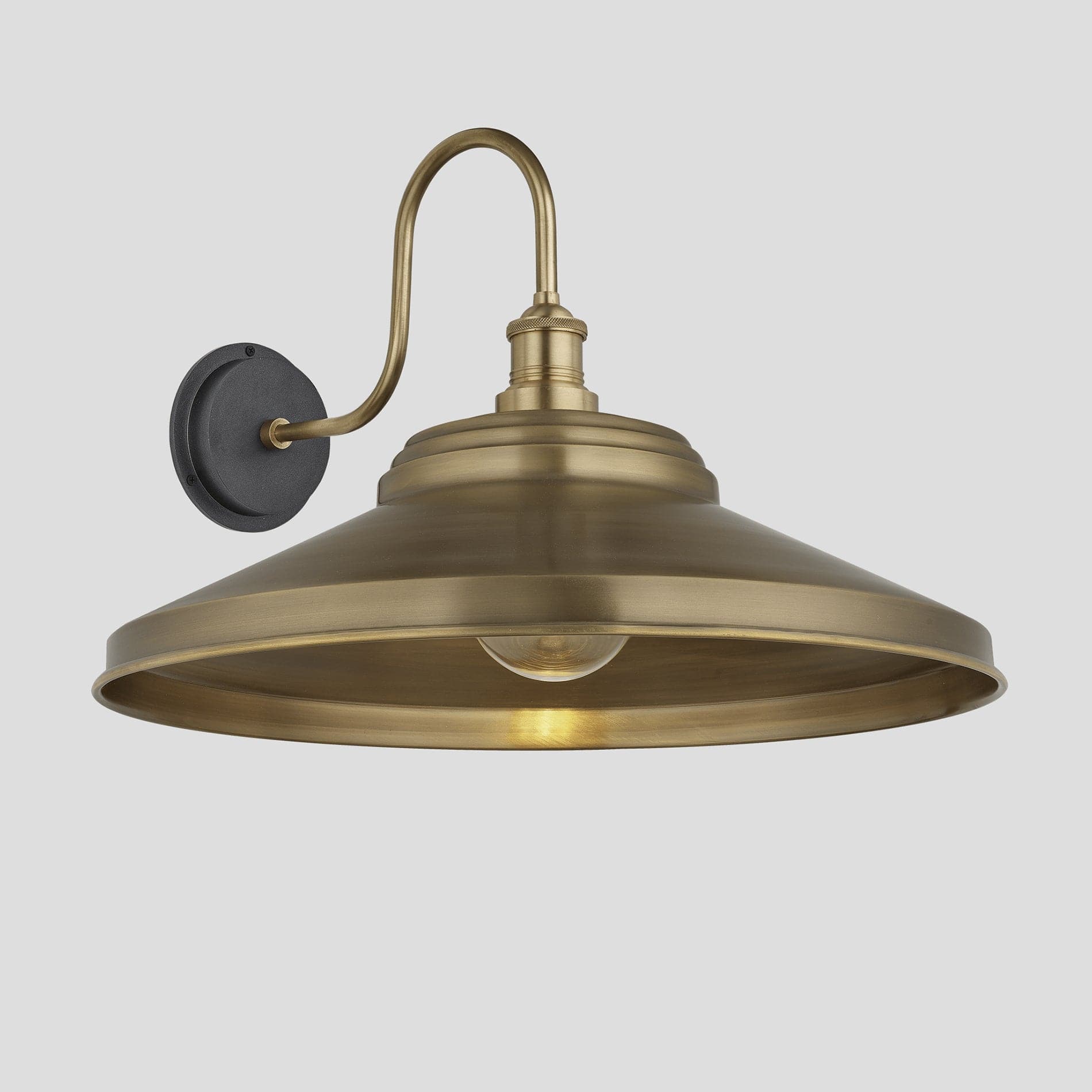 Swan Neck Outdoor & Bathroom Step Wall Light - 16"/18" - Brass - Image 10