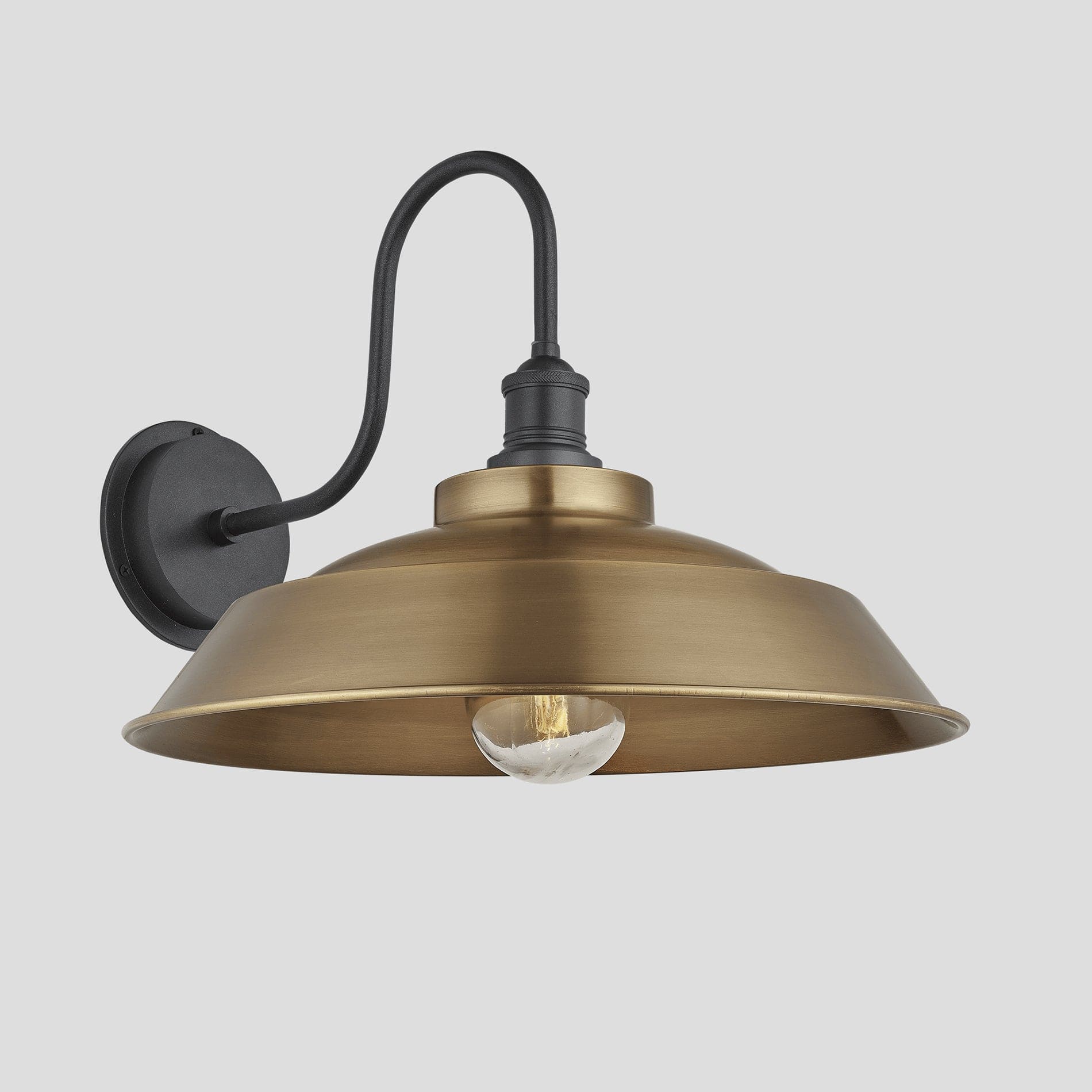 Swan Neck Outdoor & Bathroom Step Wall Light - 16"/18" - Brass - Image 3