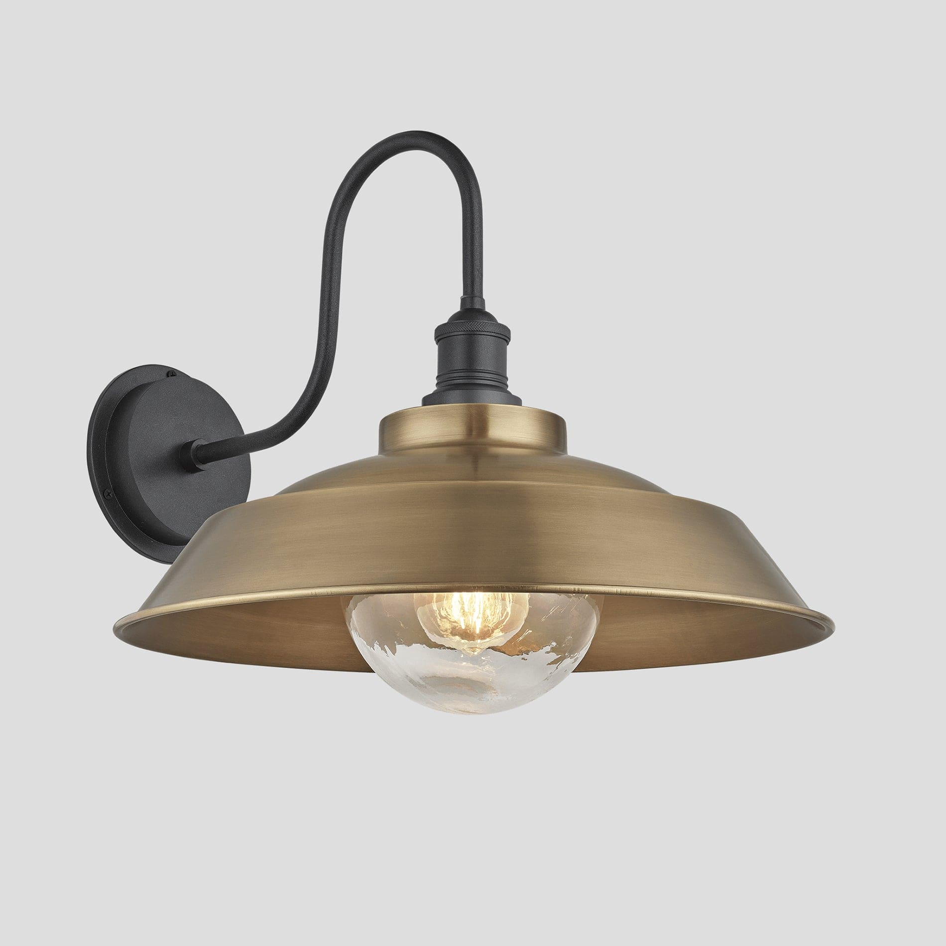 Swan Neck Outdoor & Bathroom Step Wall Light - 16"/18" - Brass - Image 4