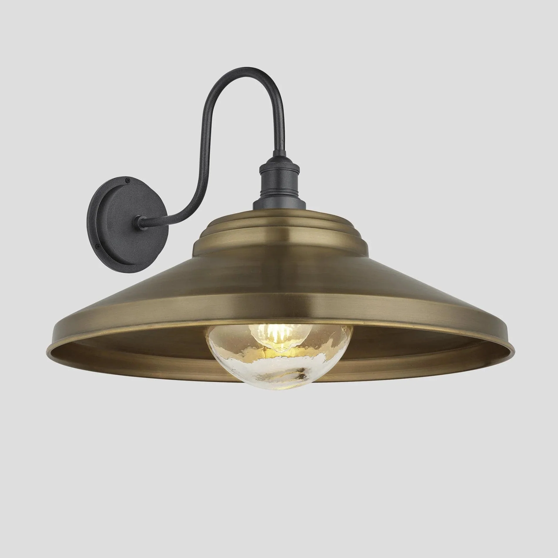 Swan Neck Outdoor & Bathroom Step Wall Light - 16"/18" - Brass - Image 7